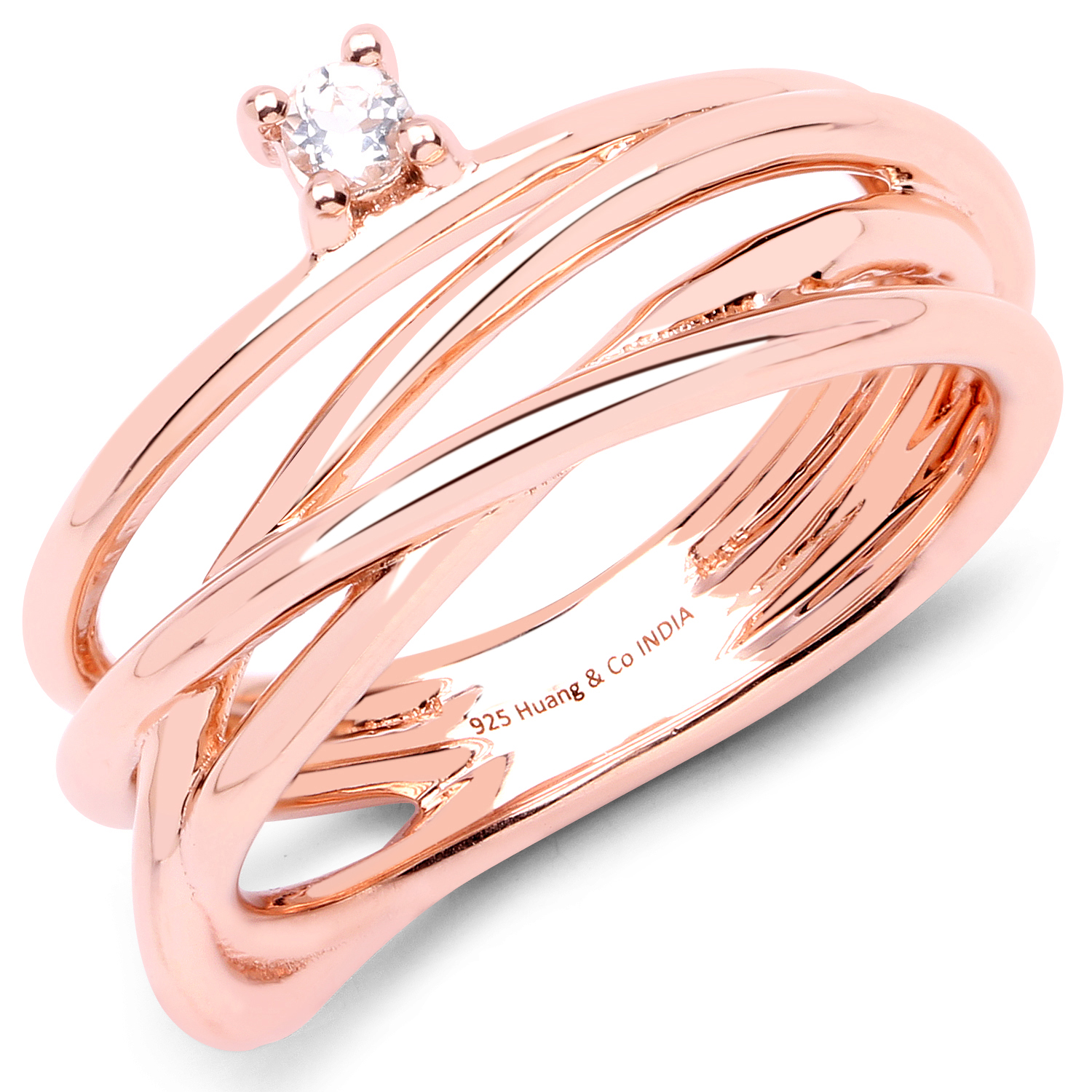 18K Rose Gold Plated 0.06 Carat Genuine Morganite .925 Sterling Silver Ring