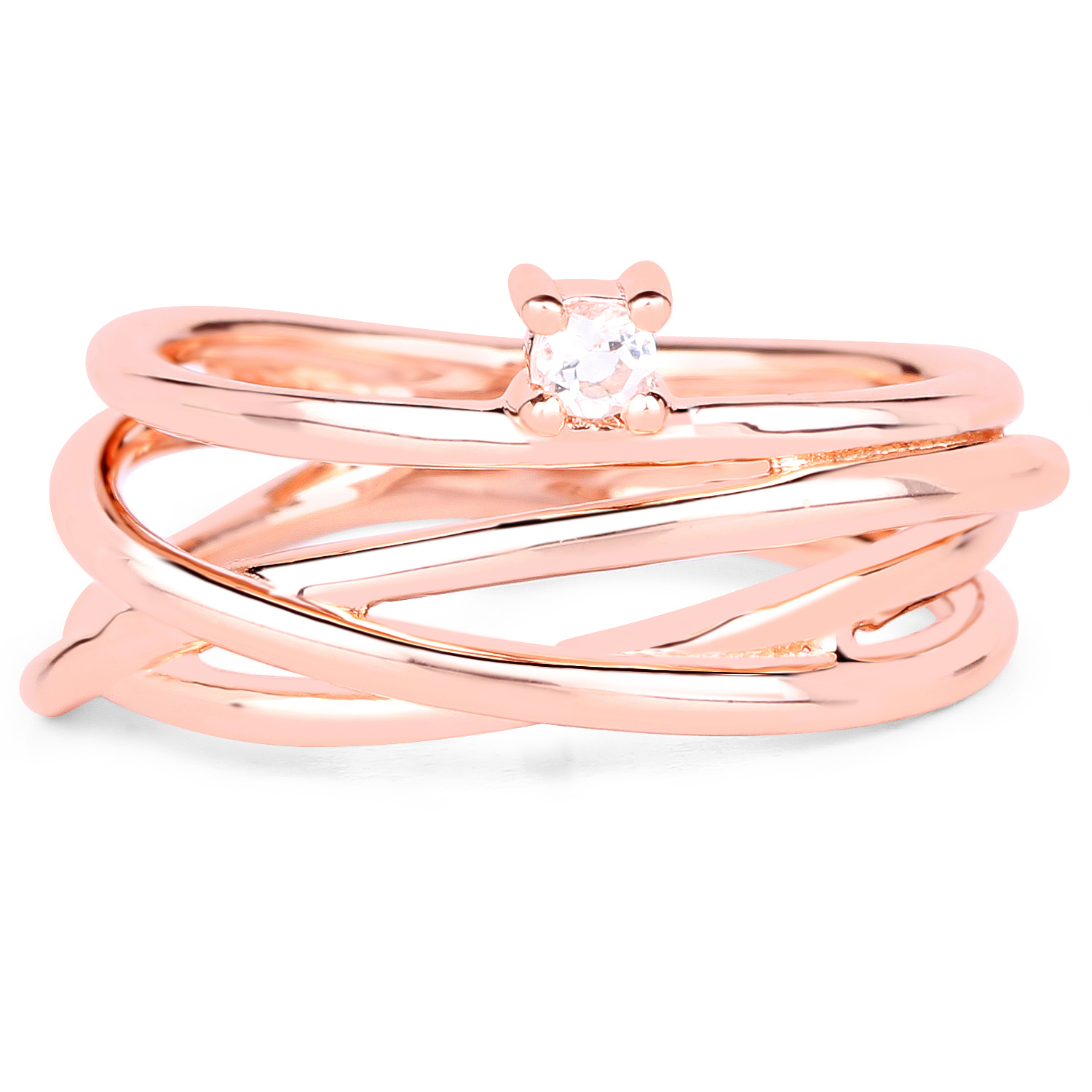 18K Rose Gold Plated 0.06 Carat Genuine Morganite .925 Sterling Silver Ring