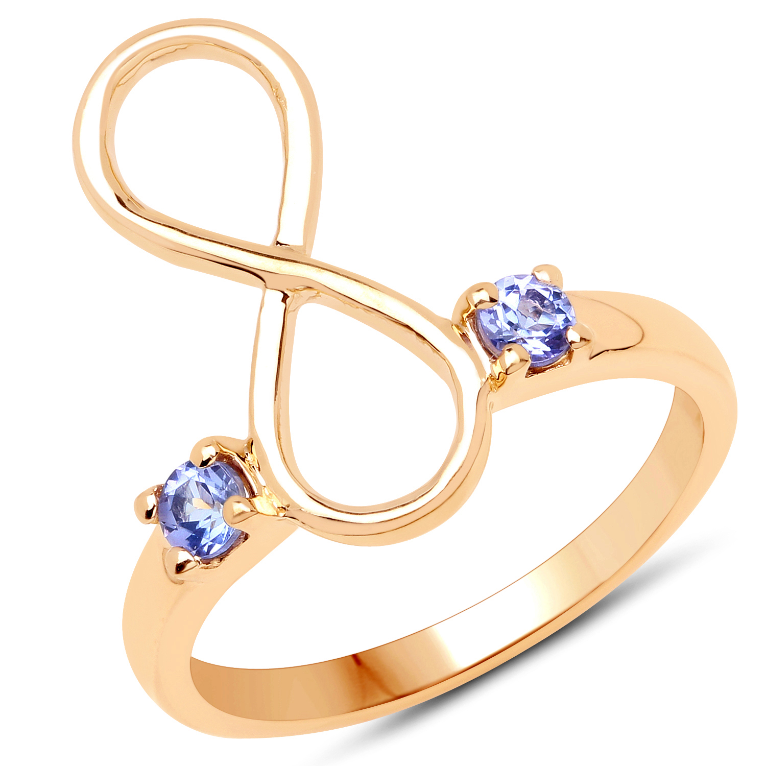 18K Yellow Gold Plated 0.20 Carat Genuine Tanzanite .925 Sterling Silver Ring