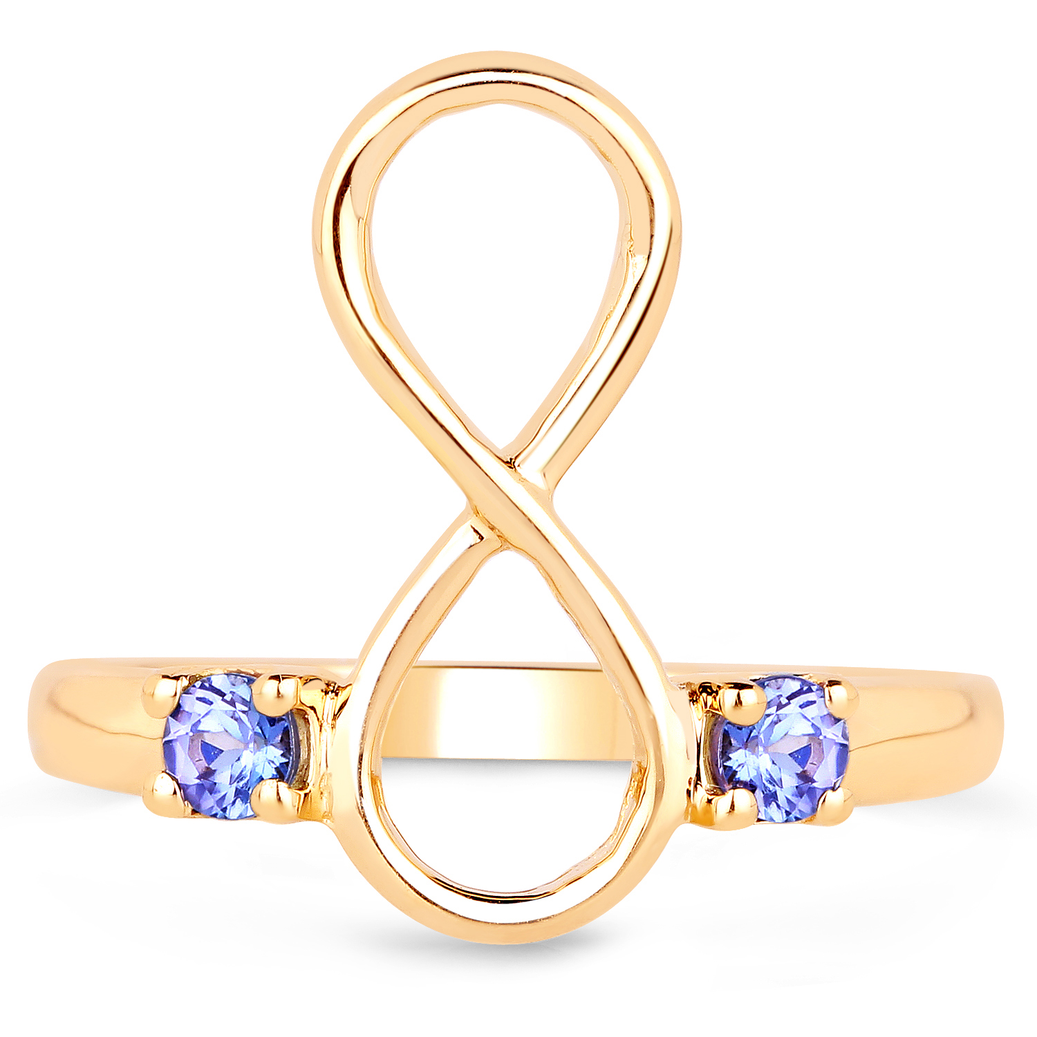 18K Yellow Gold Plated 0.20 Carat Genuine Tanzanite .925 Sterling Silver Ring