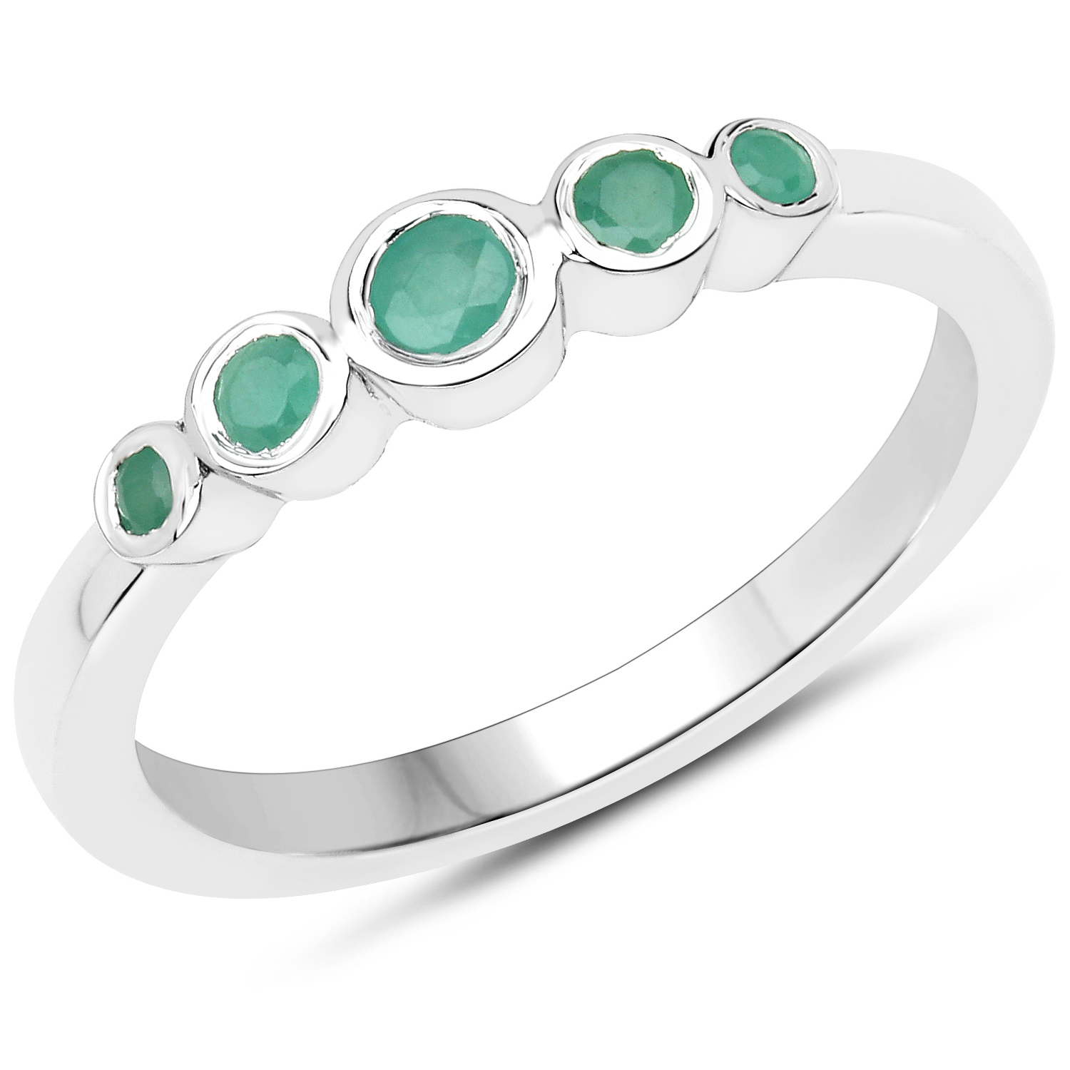 0.28 Carat Genuine Emerald .925 Sterling Silver Ring