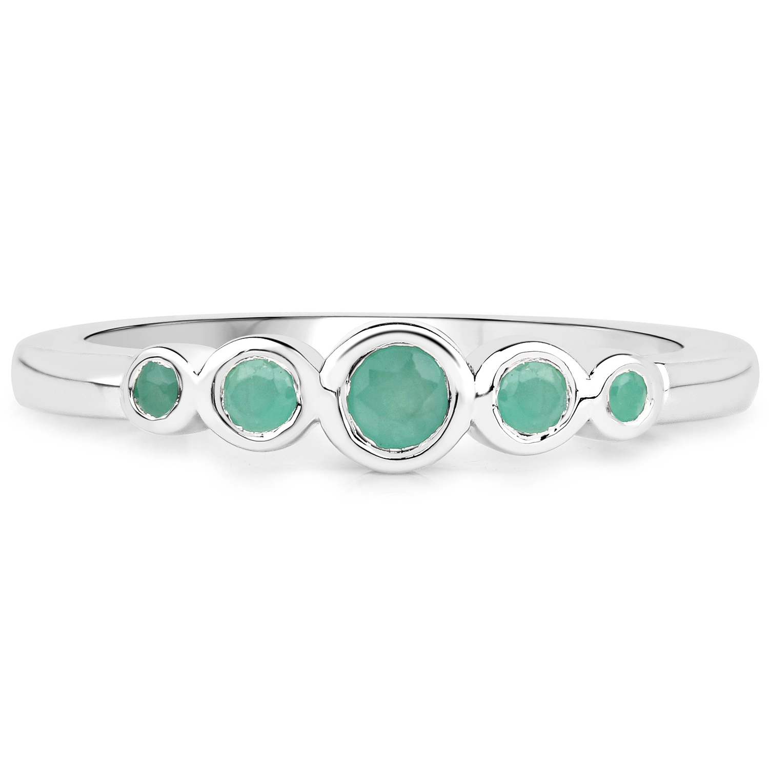 0.28 Carat Genuine Emerald .925 Sterling Silver Ring