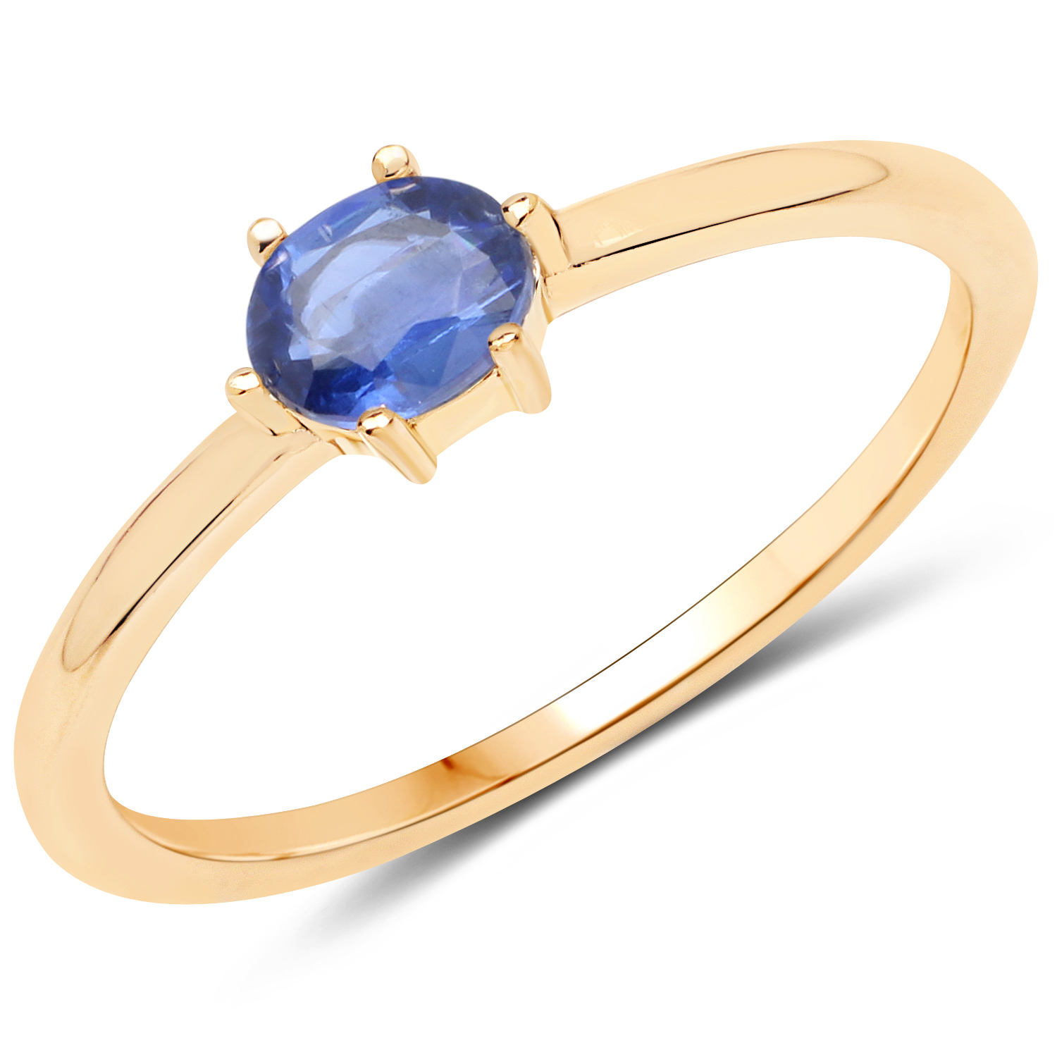 18K Yellow Gold Plated 0.45 Carat Genuine Kyanite .925 Sterling Silver Ring
