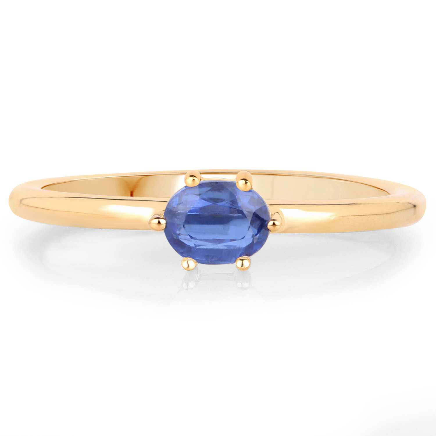 18K Yellow Gold Plated 0.45 Carat Genuine Kyanite .925 Sterling Silver Ring