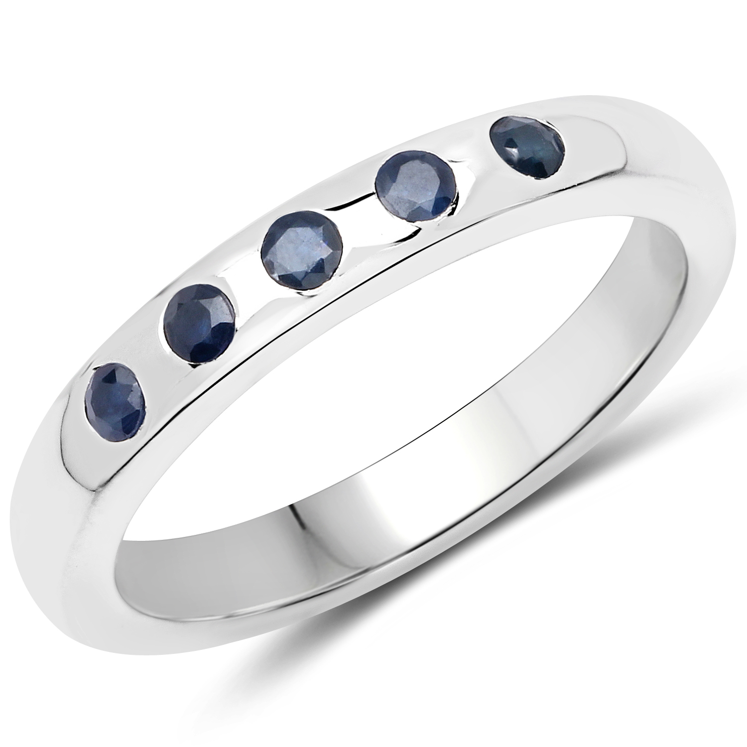 0.20 Carat Genuine Blue Sapphire .925 Sterling Silver Ring