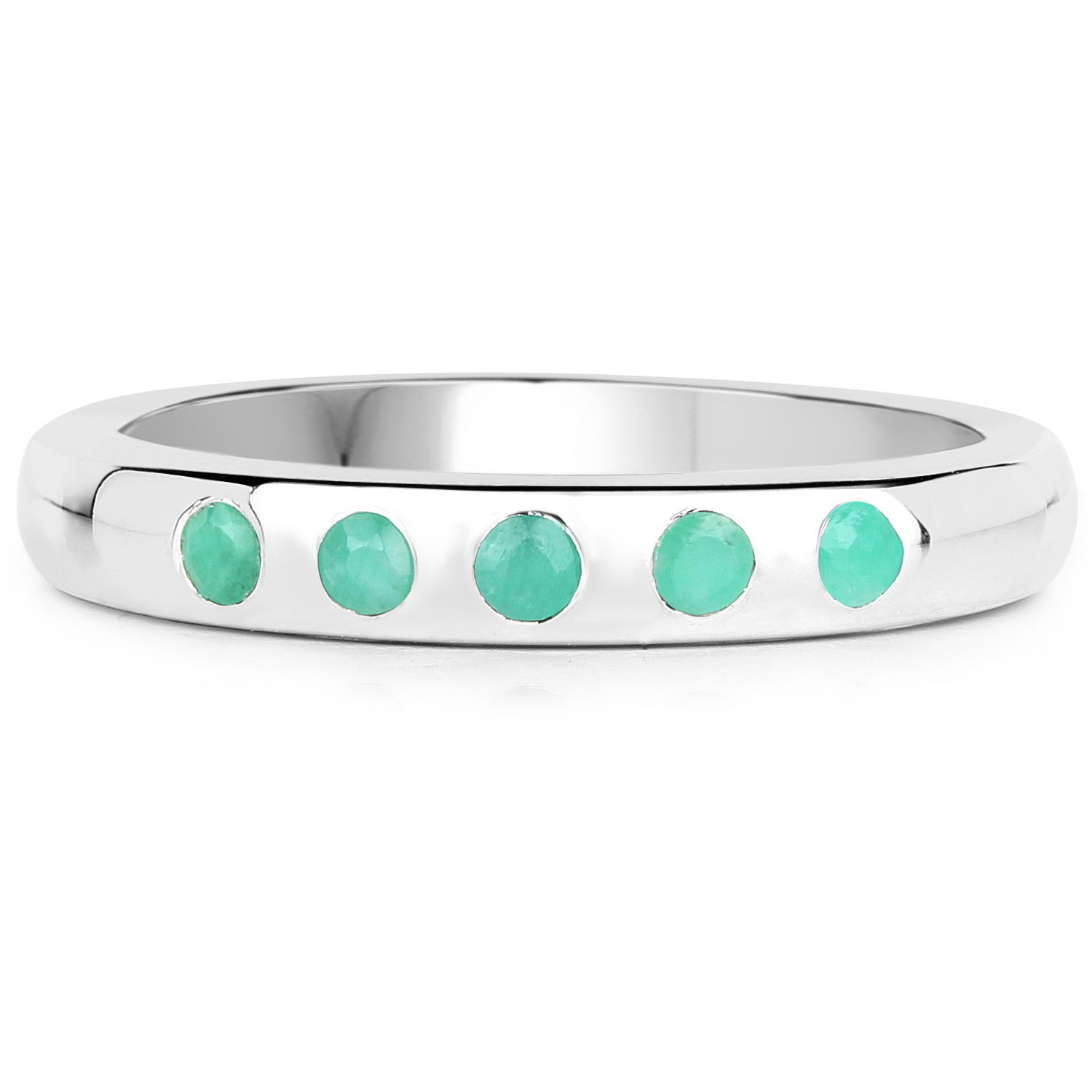 0.15 Carat Genuine Emerald .925 Sterling Silver Ring