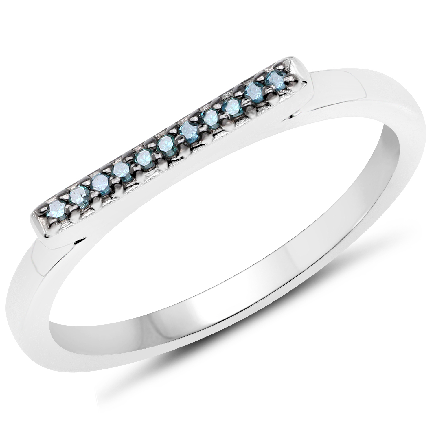 0.06 Carat Genuine Blue Diamond .925 Sterling Silver Ring