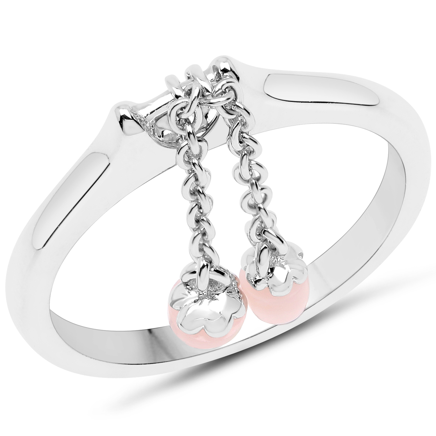 0.32 Carat Genuine Pink Opal .925 Sterling Silver Ring