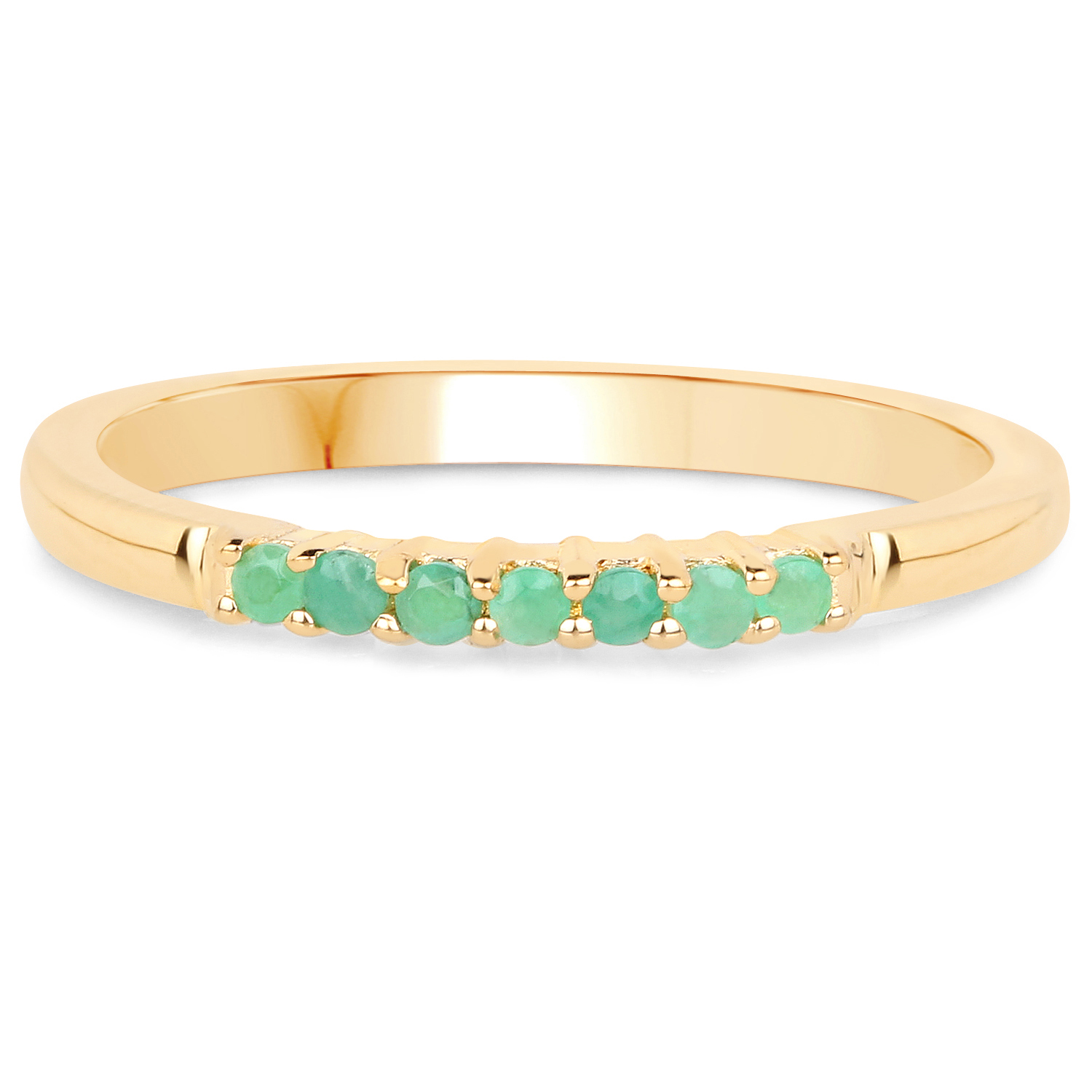 18K Yellow Gold Plated 0.12 Carat Genuine Emerald .925 Sterling Silver Ring