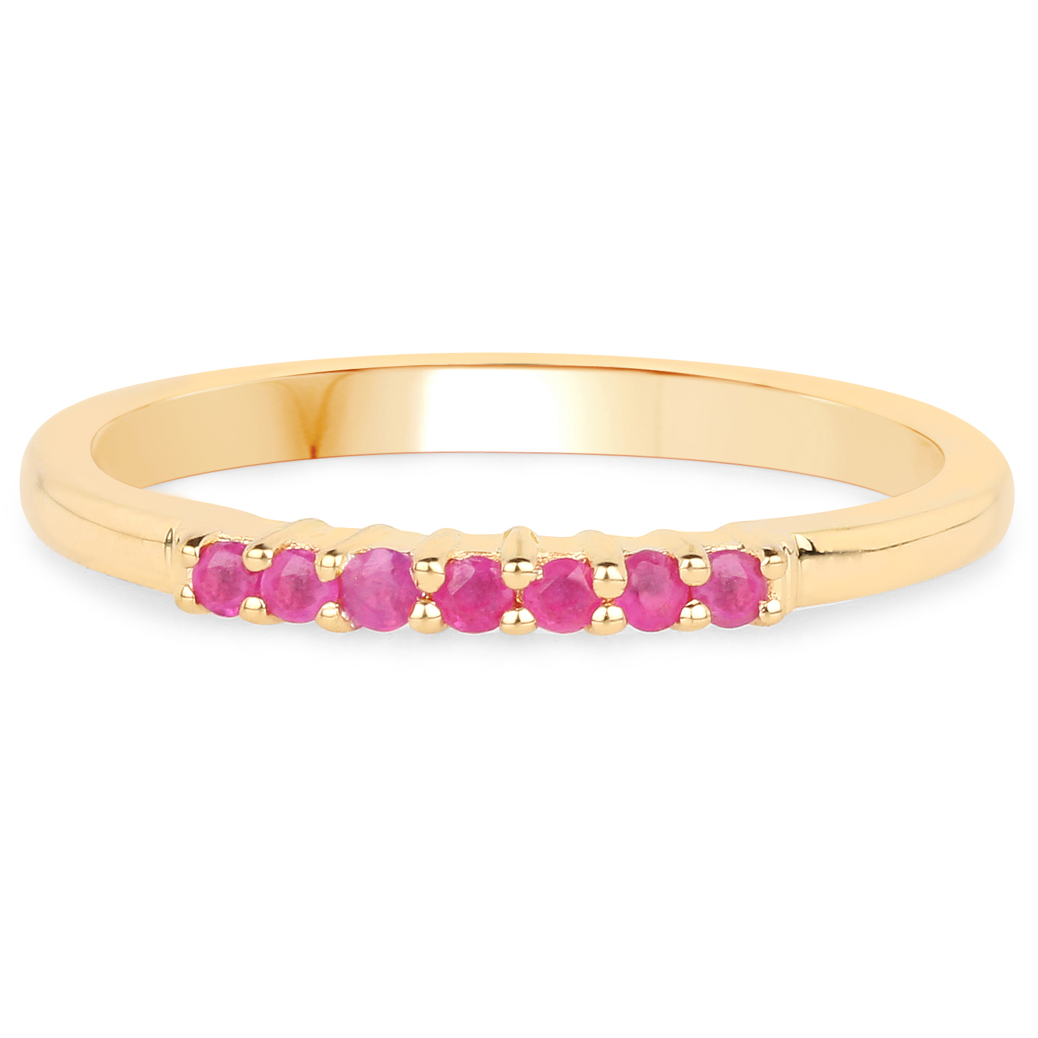 18K Yellow Gold Plated 0.13 Carat Genuine Ruby .925 Sterling Silver Ring