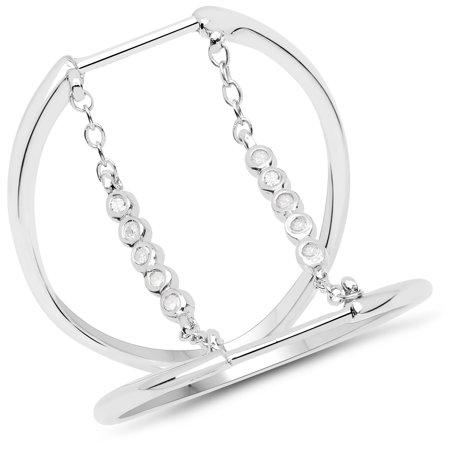 0.05 Carat Genuine White Diamond .925 Sterling Silver Ring