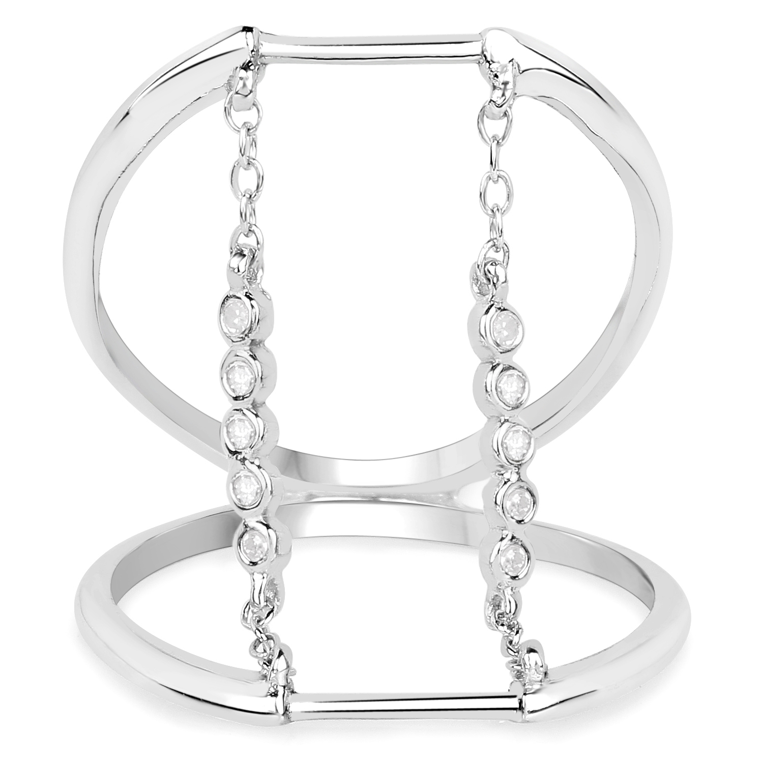 0.05 Carat Genuine White Diamond .925 Sterling Silver Ring