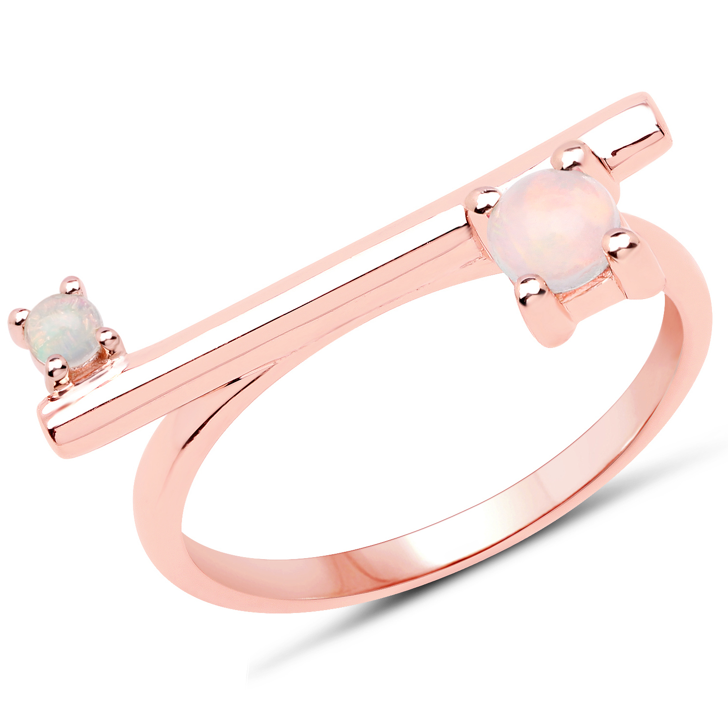 18K Rose Gold Plated 0.20 Carat Genuine Ethiopian Opal .925 Sterling Silver Ring