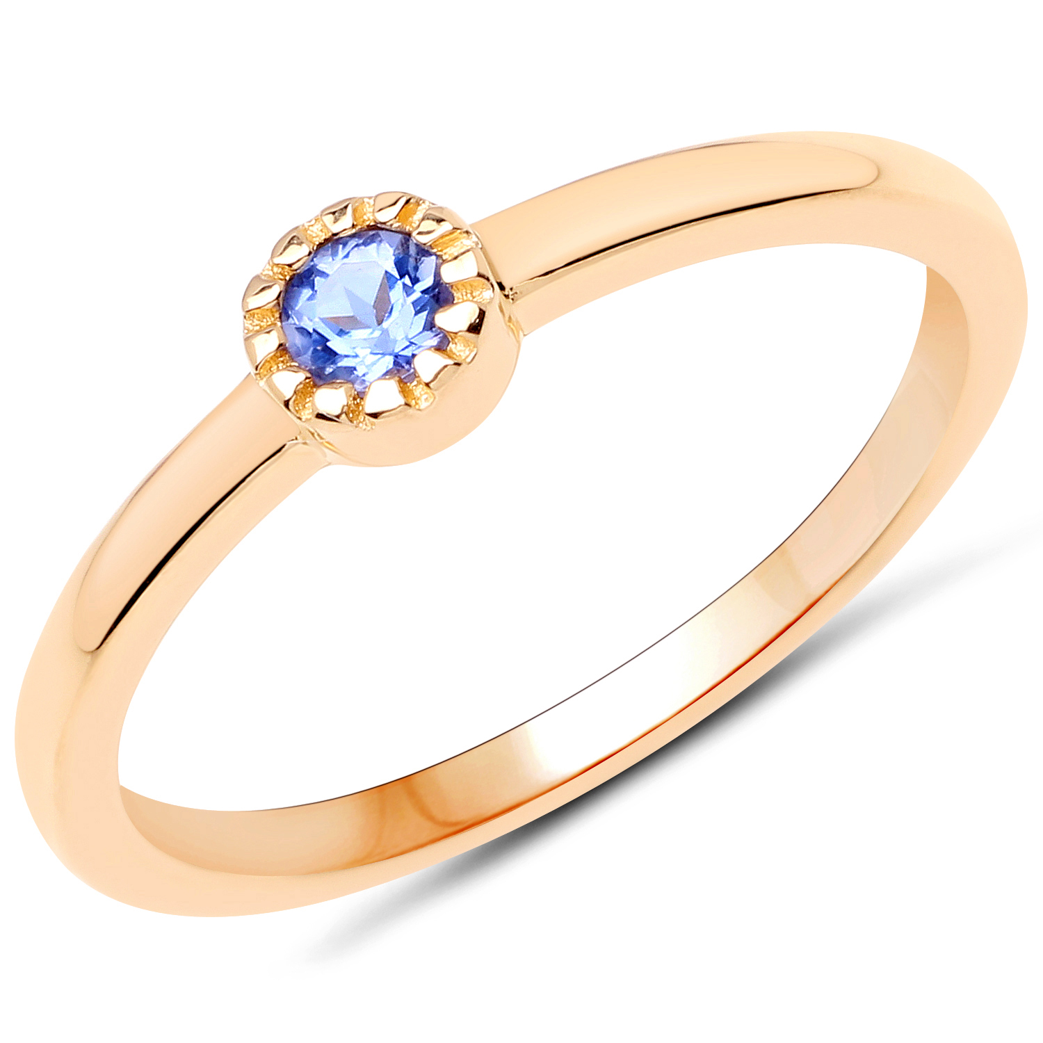 18K Yellow Gold Plated 0.10 Carat Genuine Tanzanite .925 Sterling Silver Ring