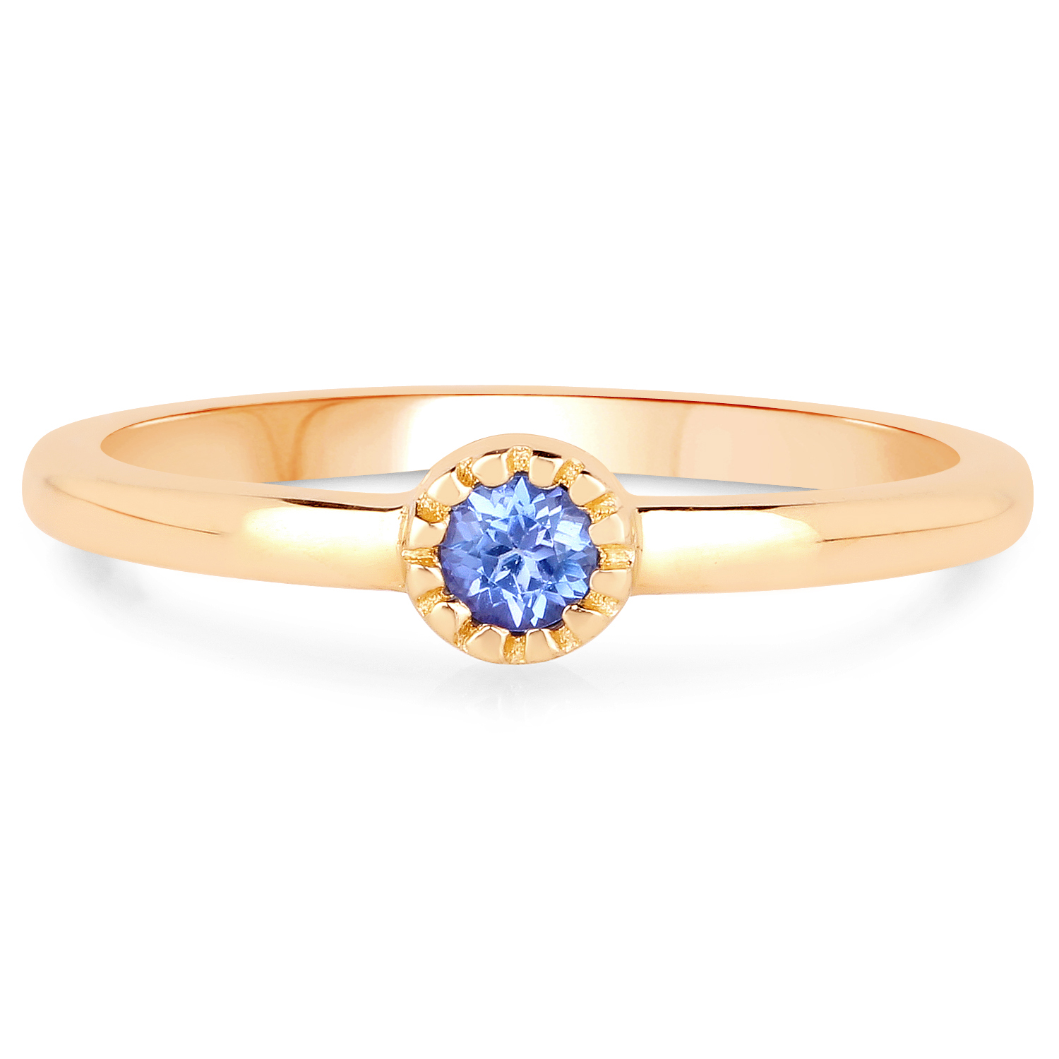 18K Yellow Gold Plated 0.10 Carat Genuine Tanzanite .925 Sterling Silver Ring