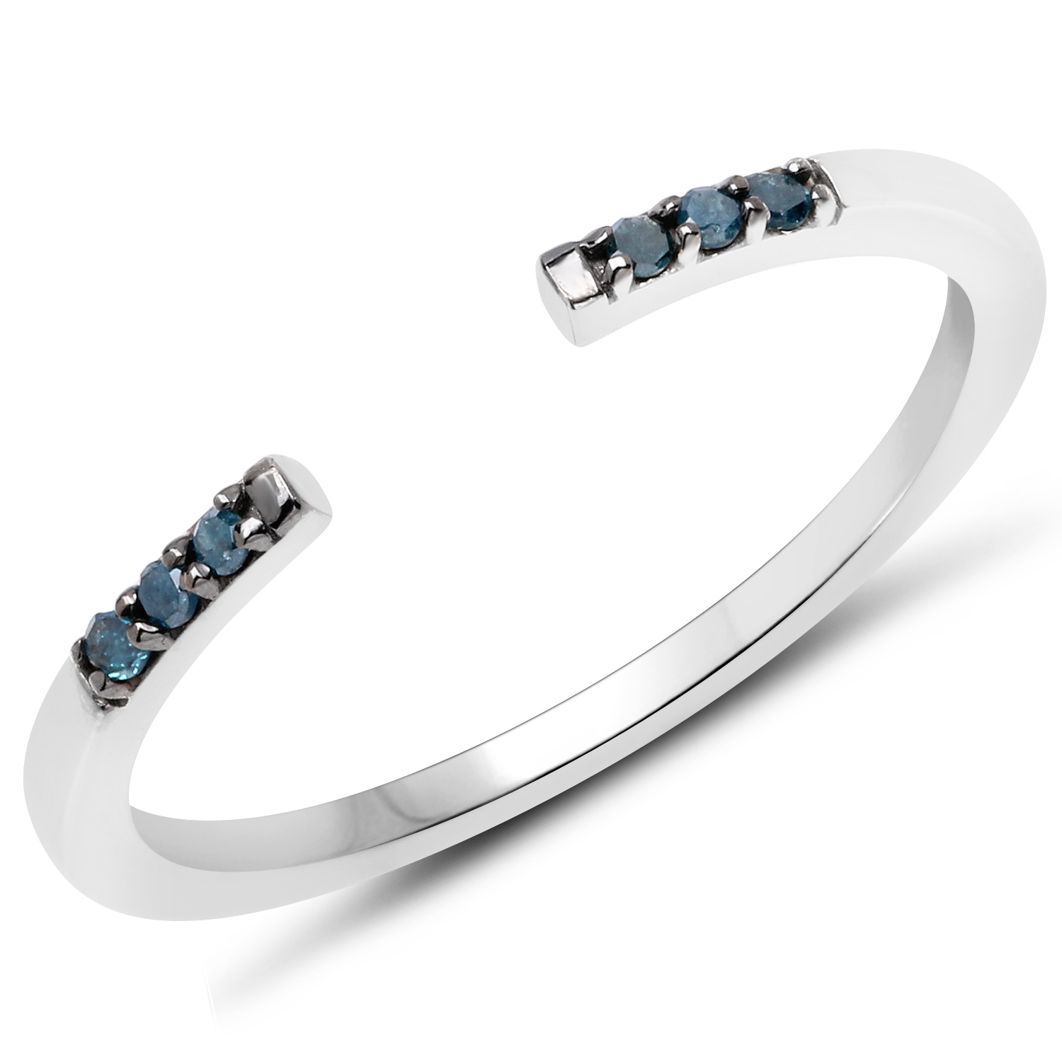 0.05 Carat Genuine Blue Diamond .925 Sterling Silver Ring