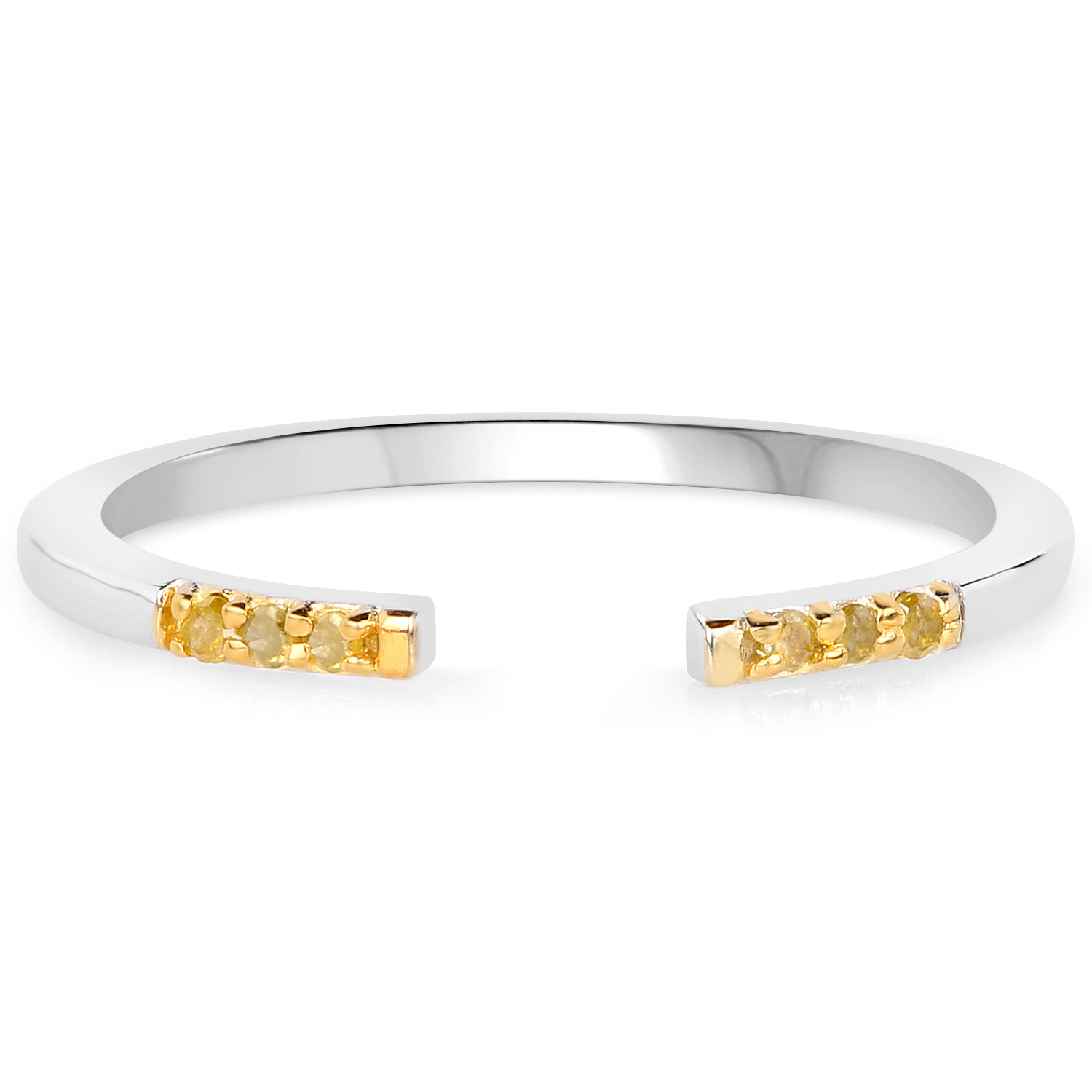 0.05 Carat Genuine Yellow Diamond .925 Sterling Silver Ring