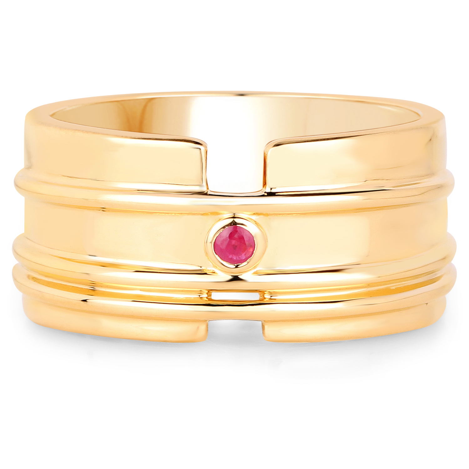 18K Yellow Gold Plated 0.04 Carat Genuine Ruby .925 Sterling Silver Ring