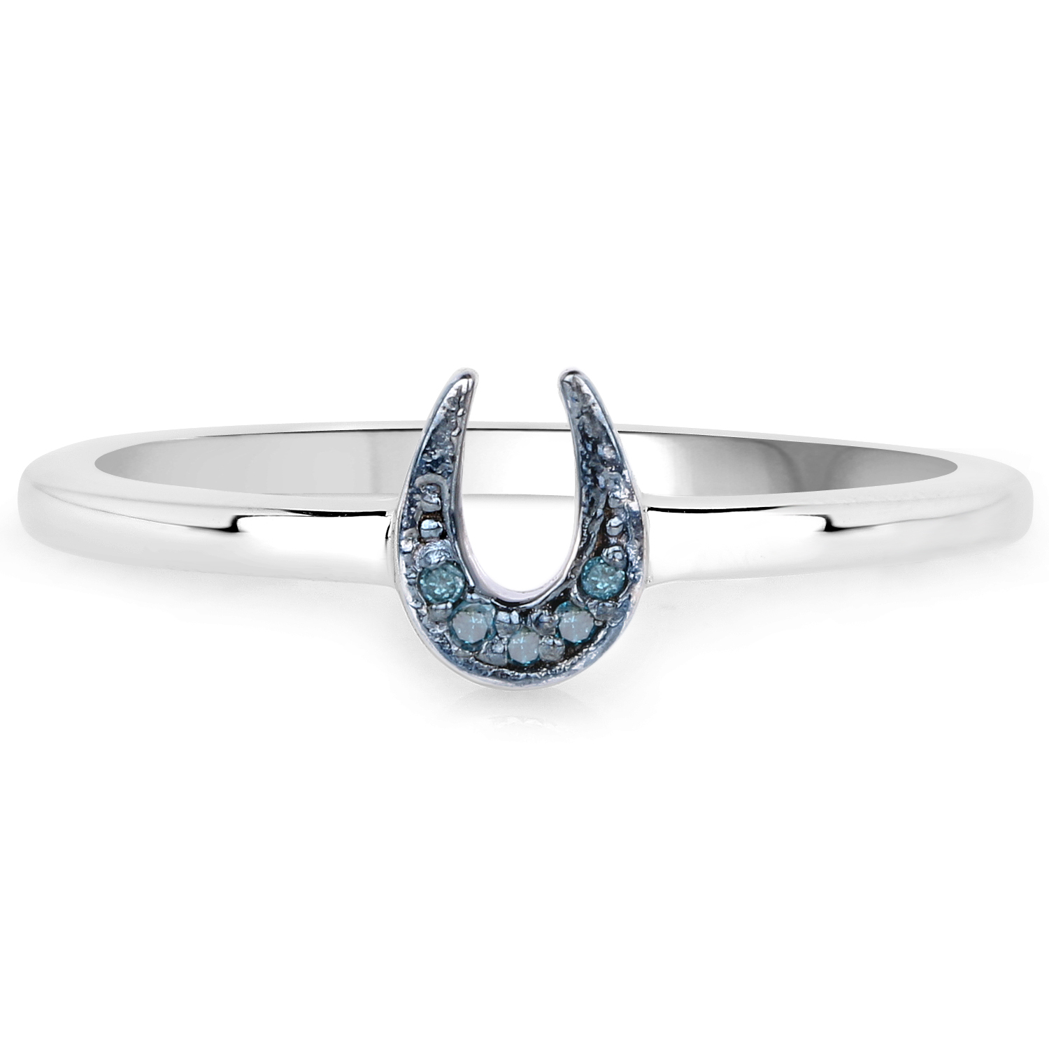 0.02 Carat Genuine Blue Diamond .925 Sterling Silver Ring