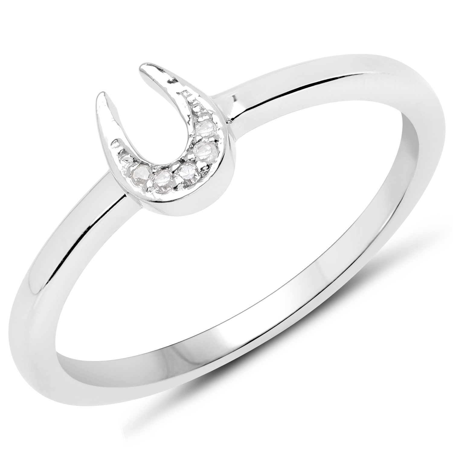 0.02 Carat Genuine White Diamond .925 Sterling Silver Ring