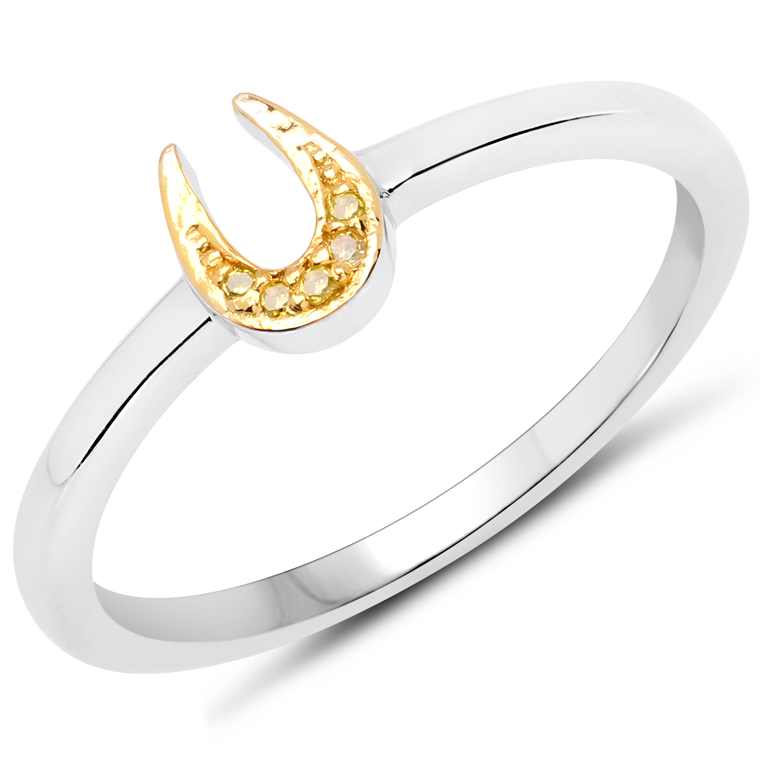 0.02 Carat Genuine Yellow Diamond .925 Sterling Silver Ring