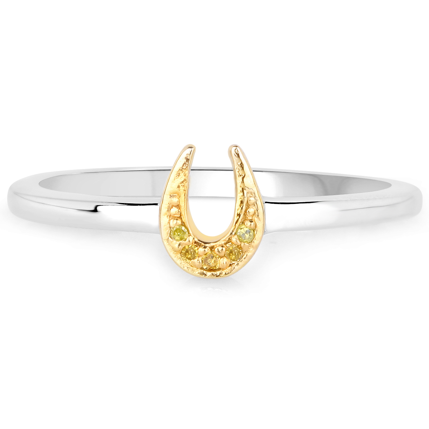 0.02 Carat Genuine Yellow Diamond .925 Sterling Silver Ring