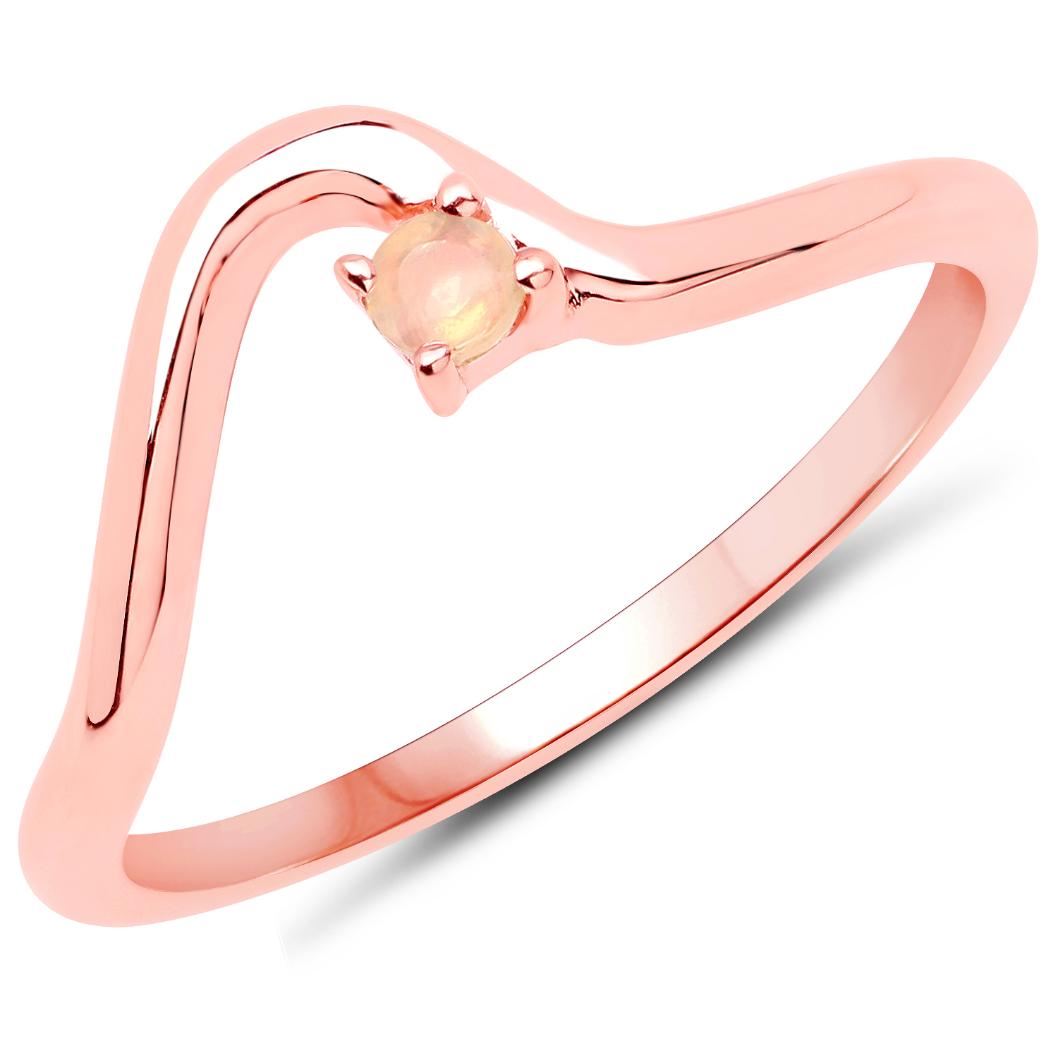 18K Rose Gold Plated 0.04 Carat Genuine Ethiopian Opal .925 Sterling Silver Ring