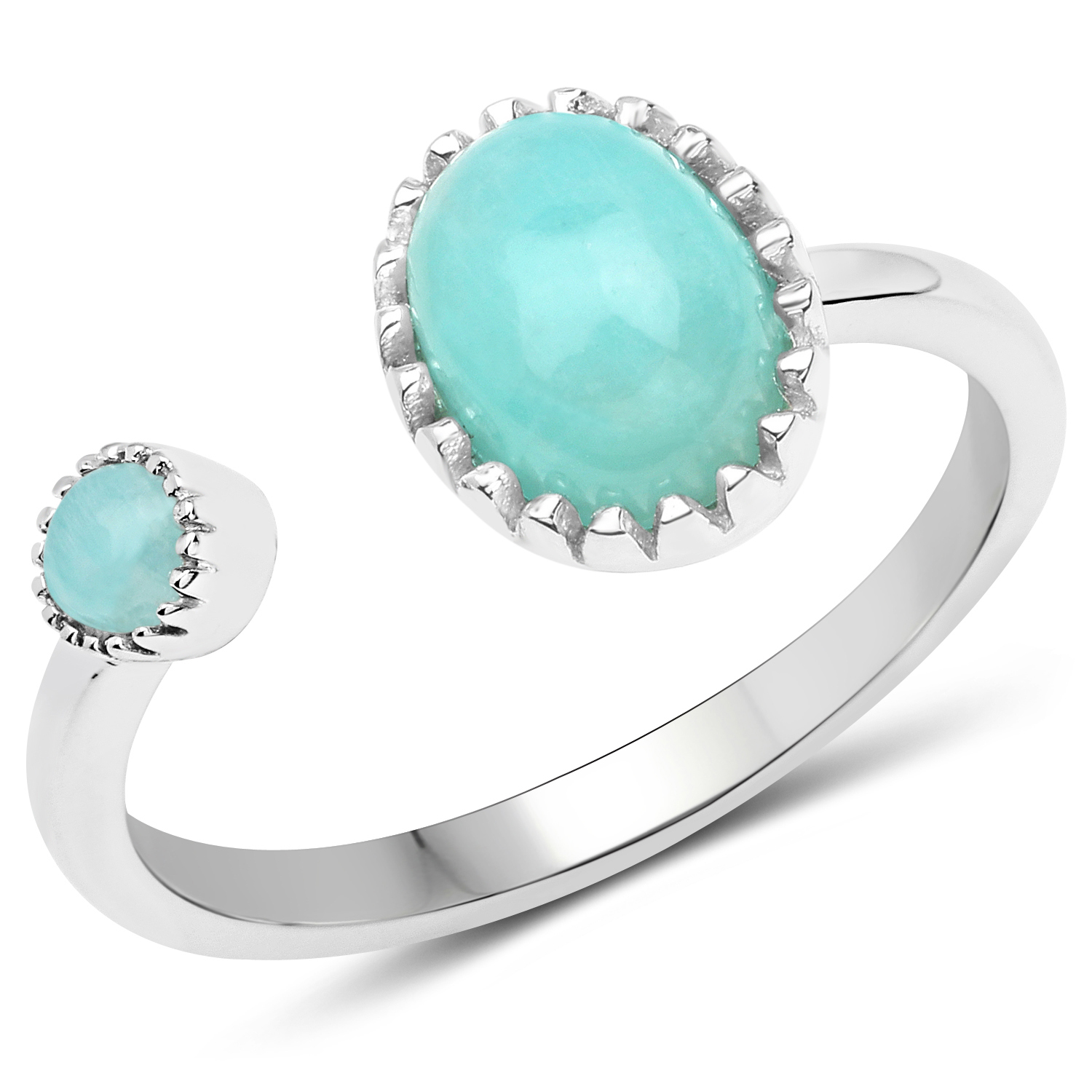 1.61 Carat Genuine Amazonite .925 Sterling Silver Ring