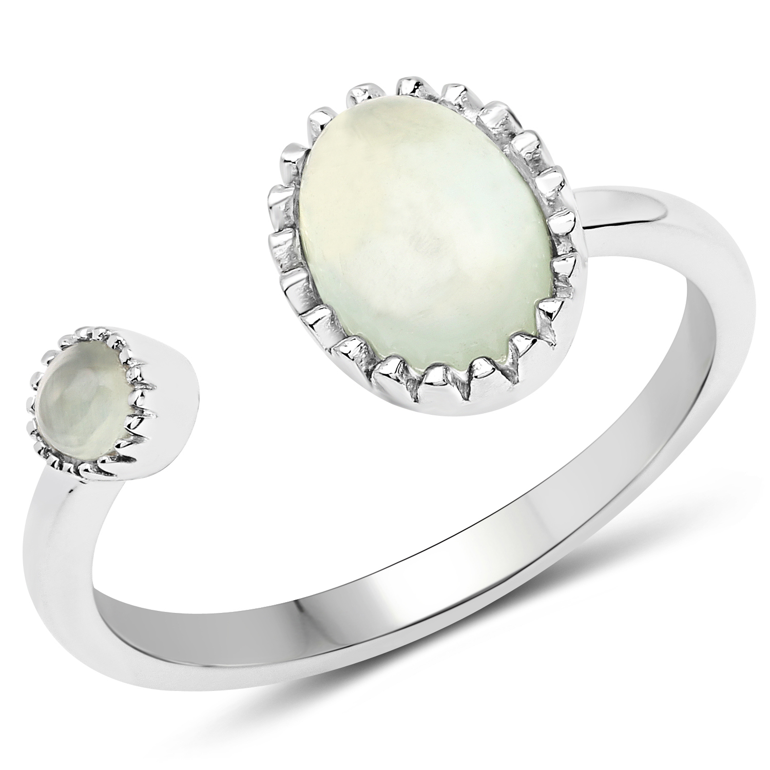 1.83 Carat Genuine Prehnite .925 Sterling Silver Ring