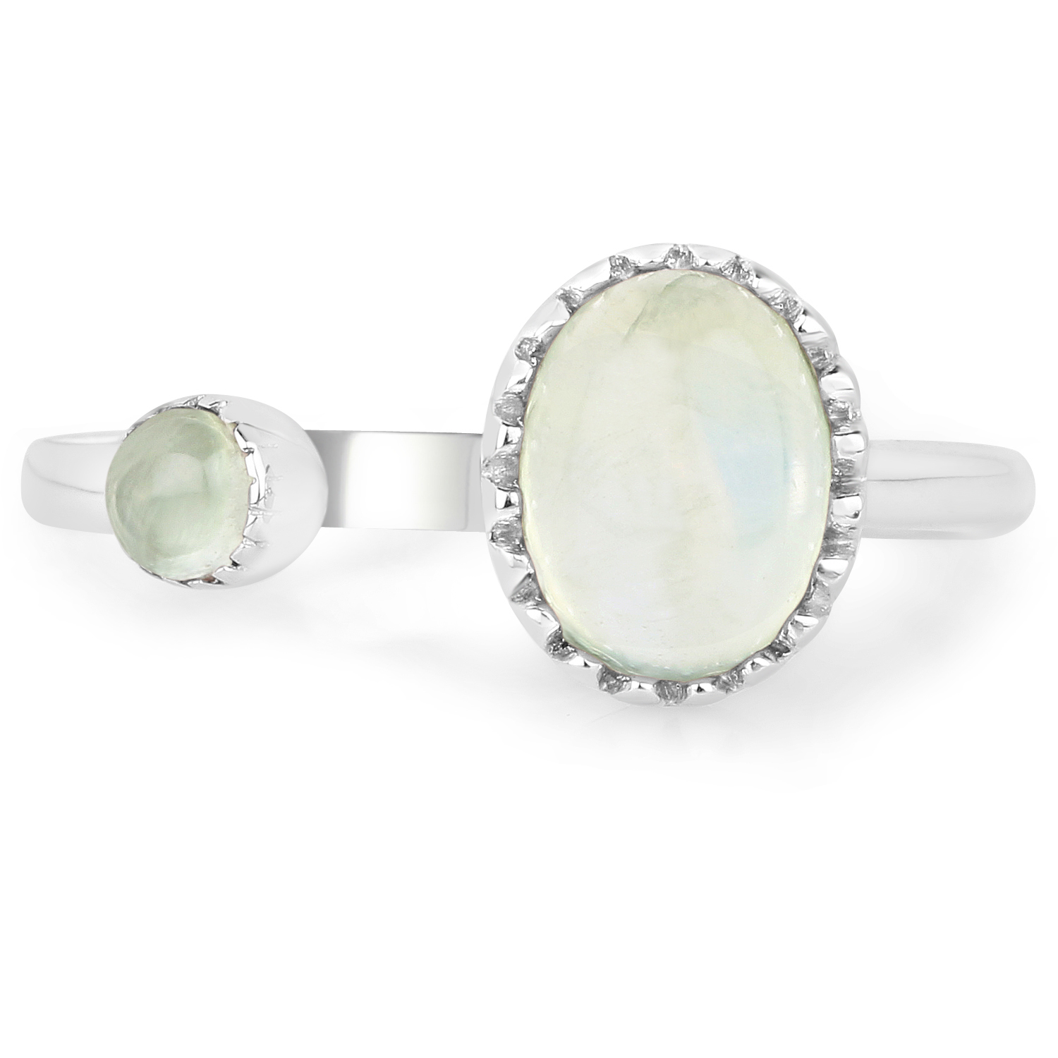 1.83 Carat Genuine Prehnite .925 Sterling Silver Ring