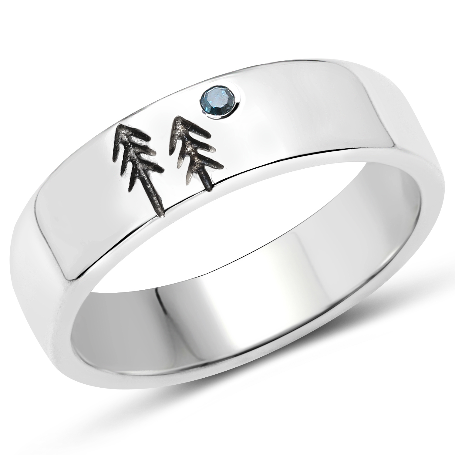 0.02 Carat Genuine Blue Diamond .925 Sterling Silver Ring