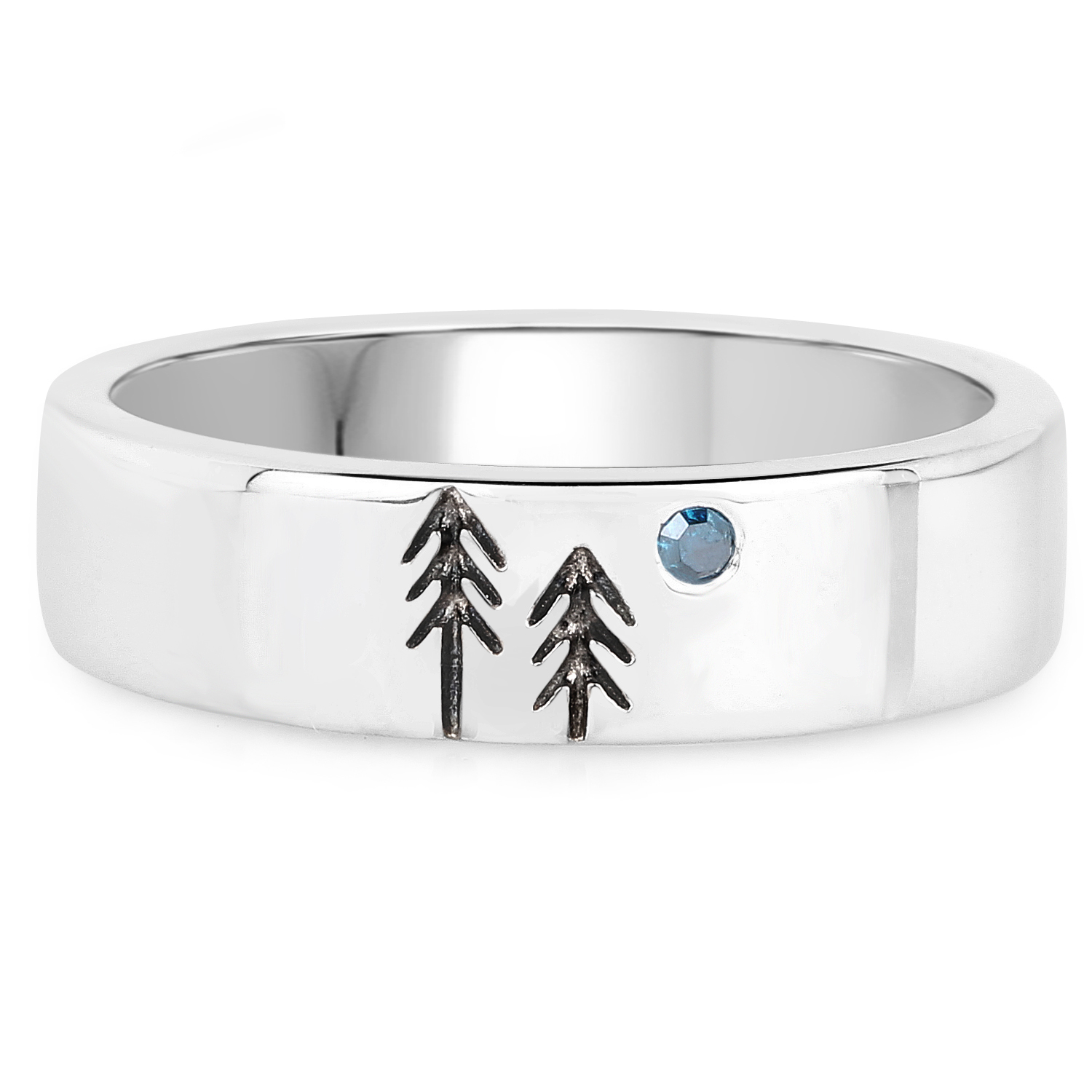 0.02 Carat Genuine Blue Diamond .925 Sterling Silver Ring