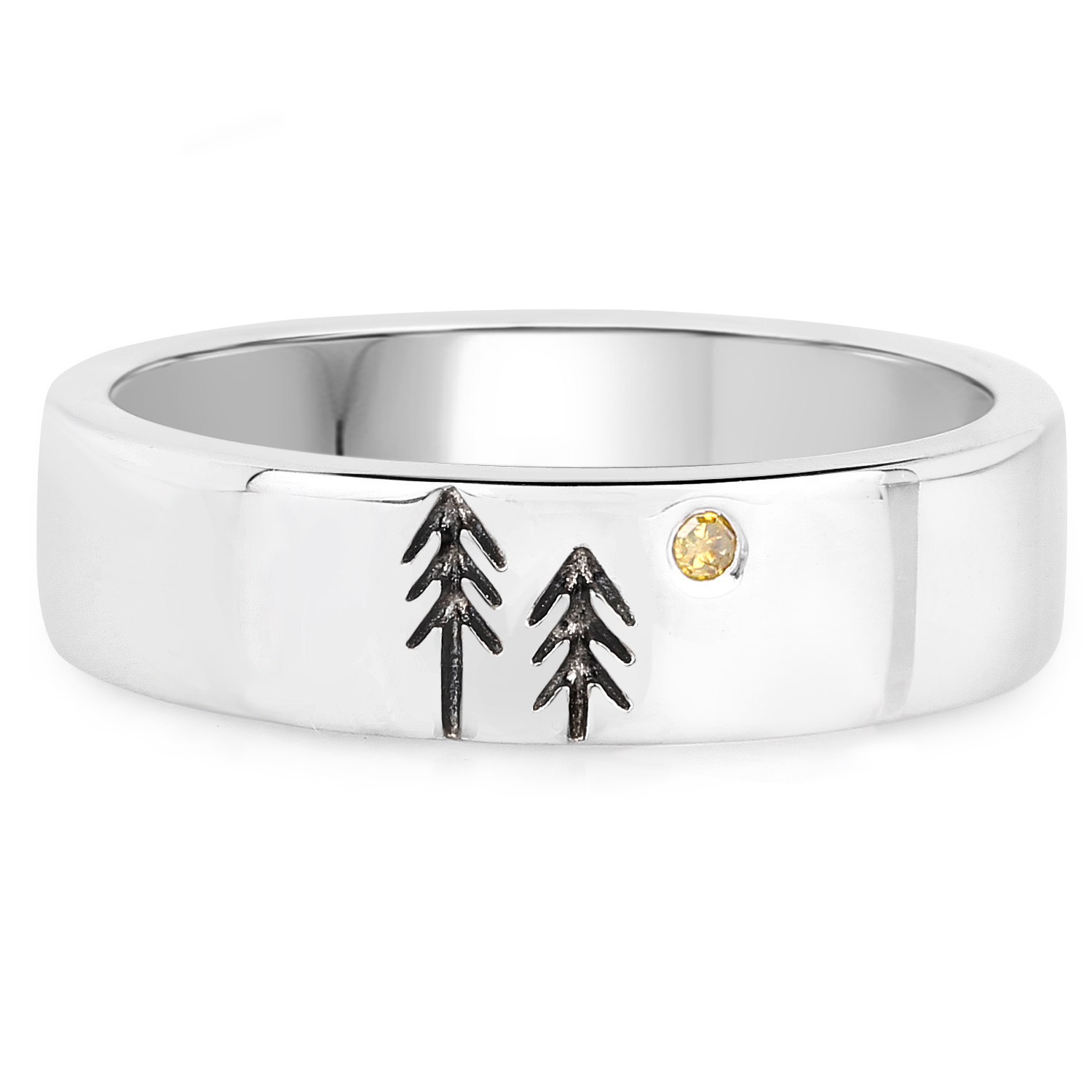 0.02 Carat Genuine Yellow Diamond .925 Sterling Silver Ring