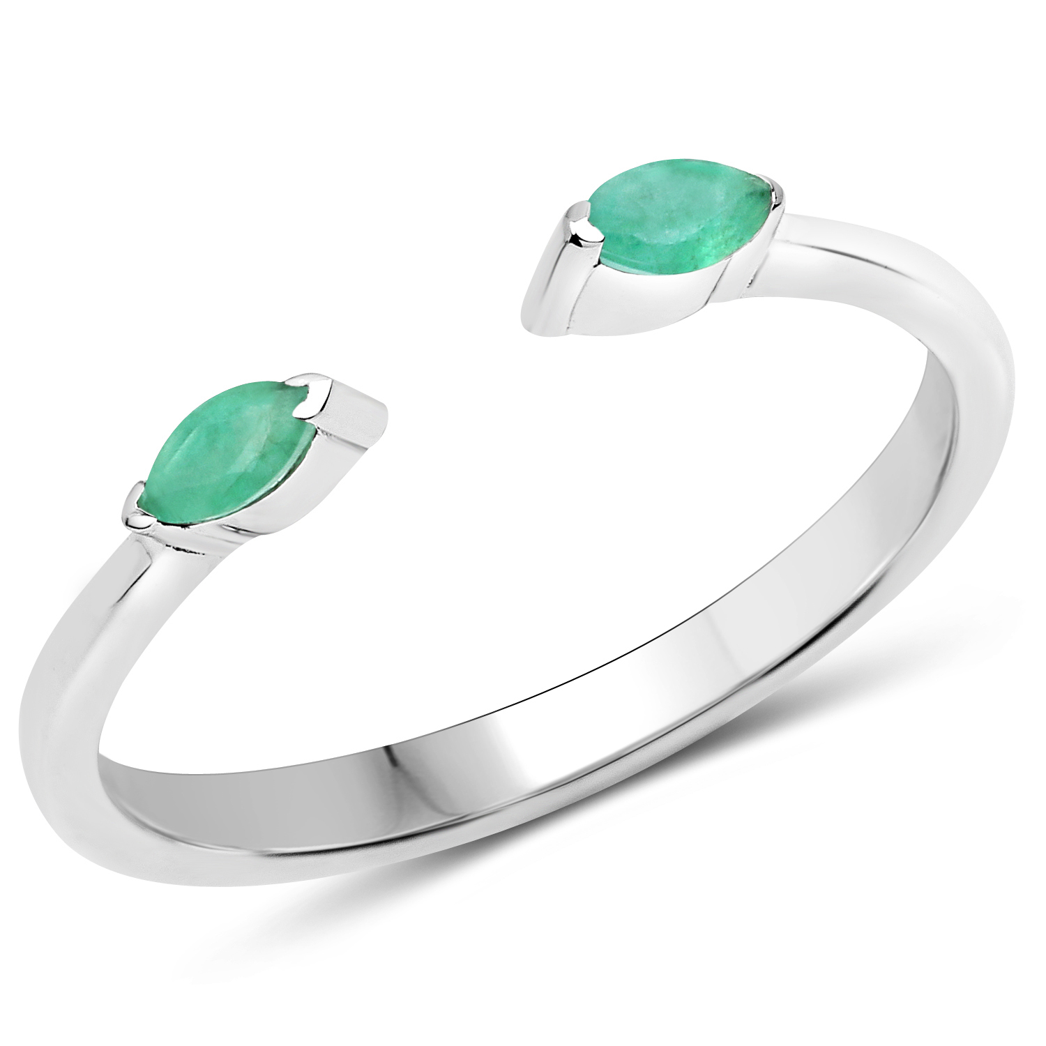 0.14 Carat Genuine Emerald .925 Sterling Silver Ring
