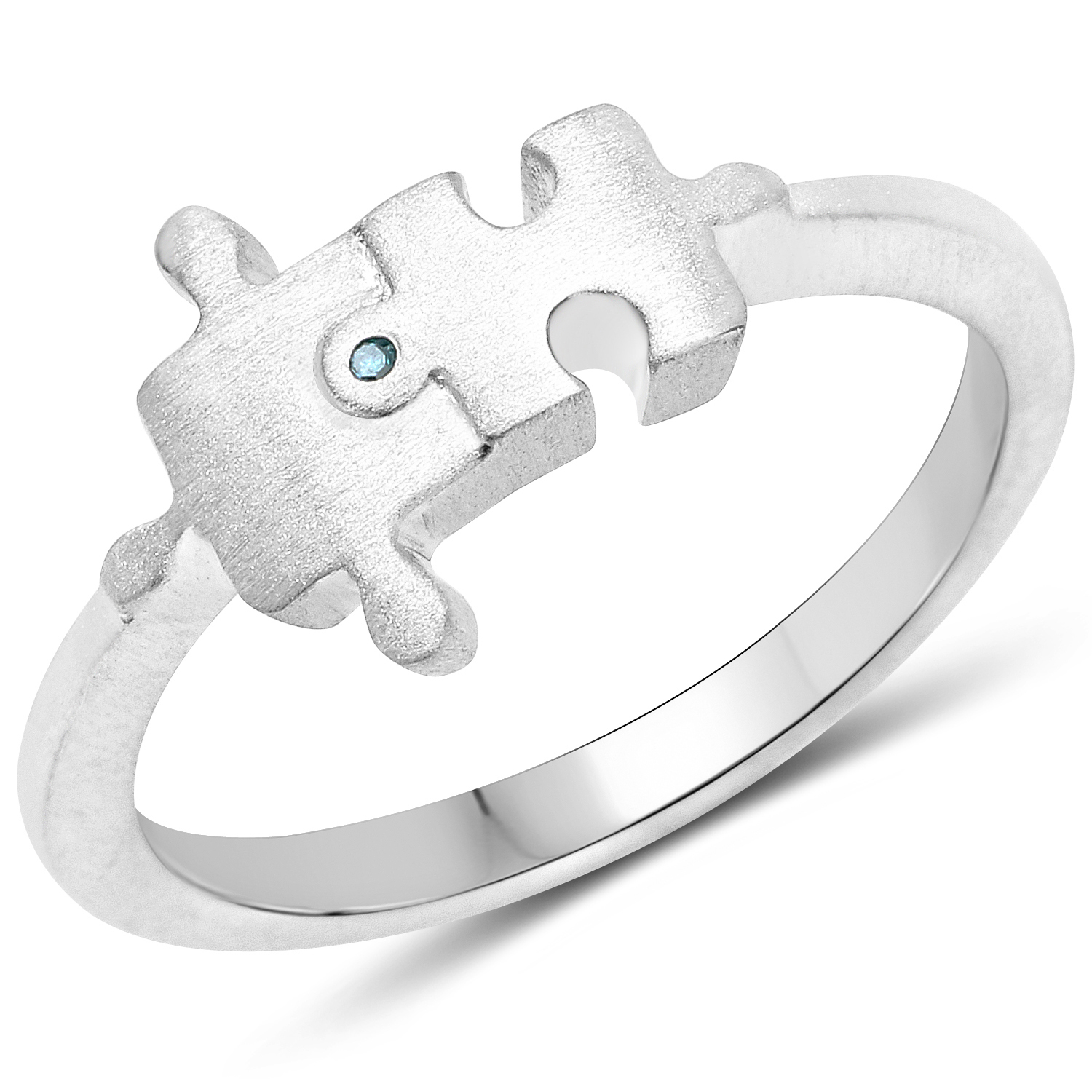 0.005 Carat Genuine Blue Diamond .925 Sterling Silver Ring