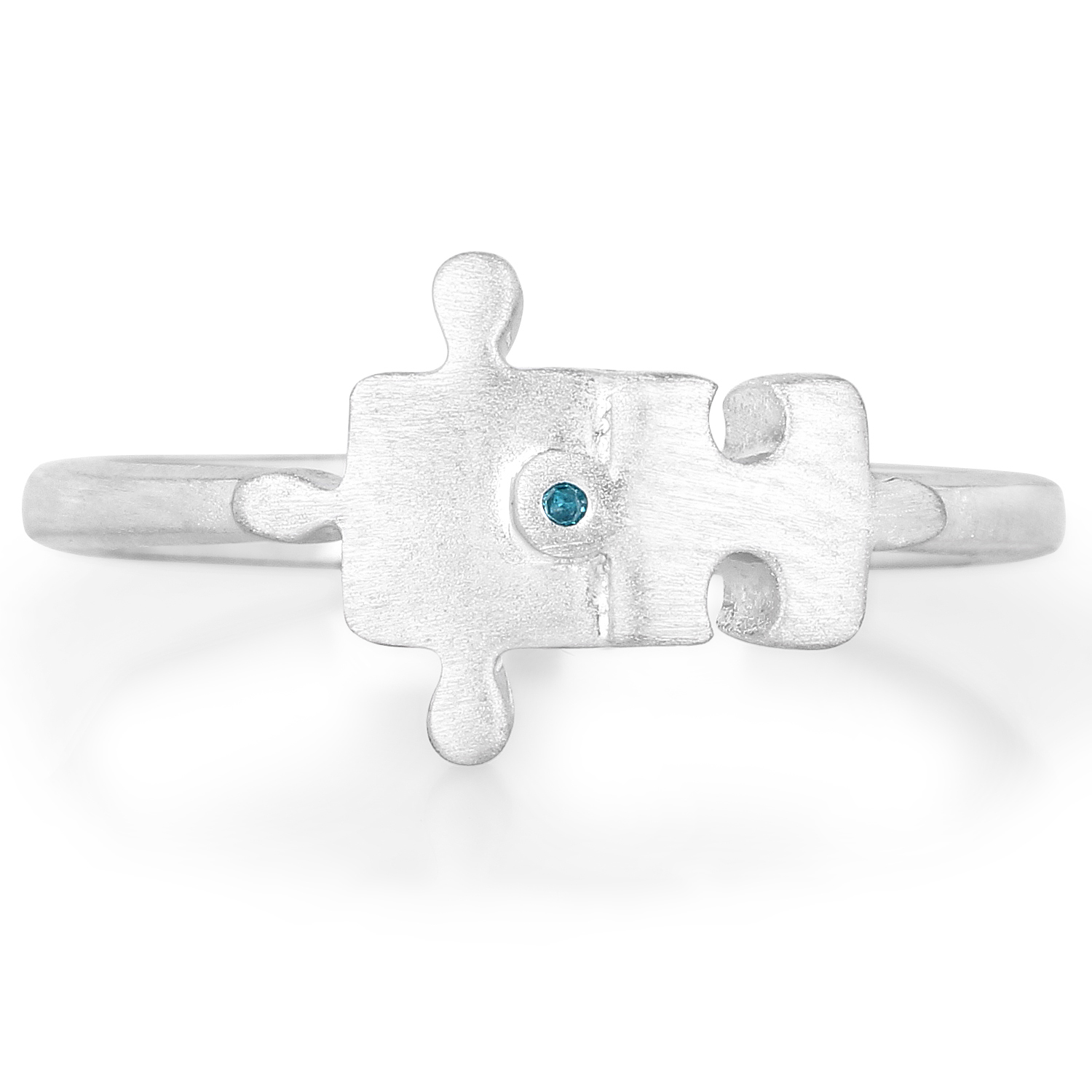 0.005 Carat Genuine Blue Diamond .925 Sterling Silver Ring