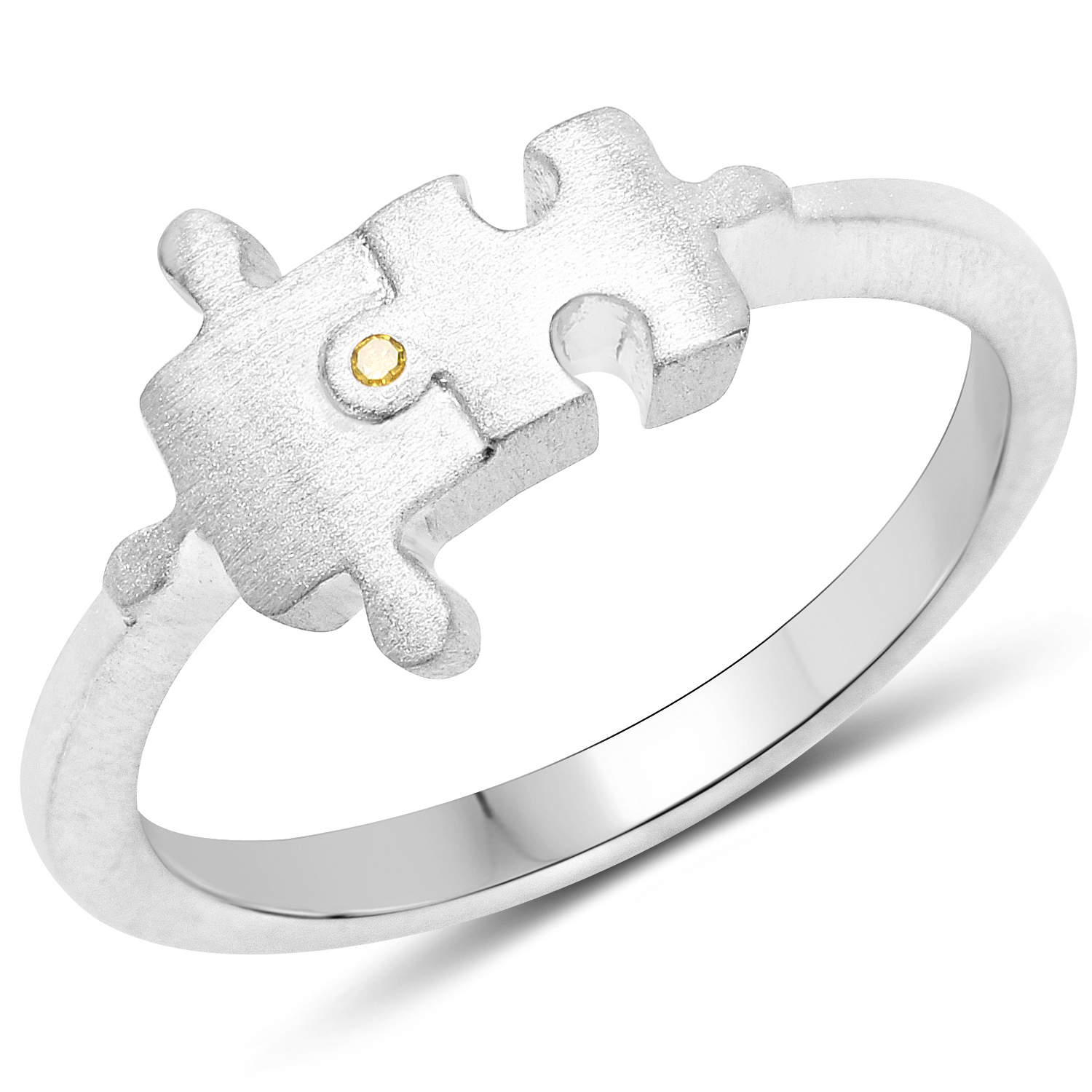 0.005 Carat Genuine Yellow Diamond .925 Sterling Silver Ring