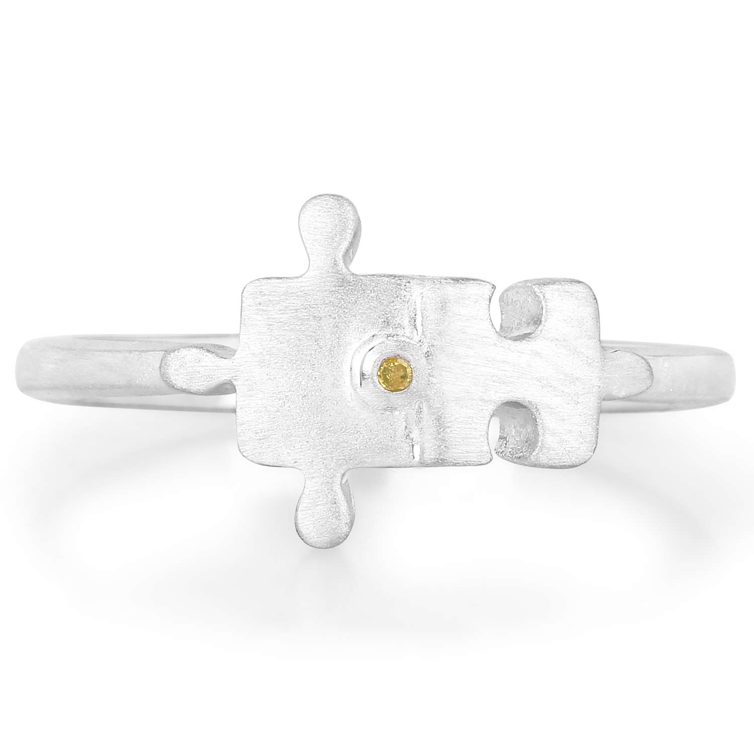 0.005 Carat Genuine Yellow Diamond .925 Sterling Silver Ring