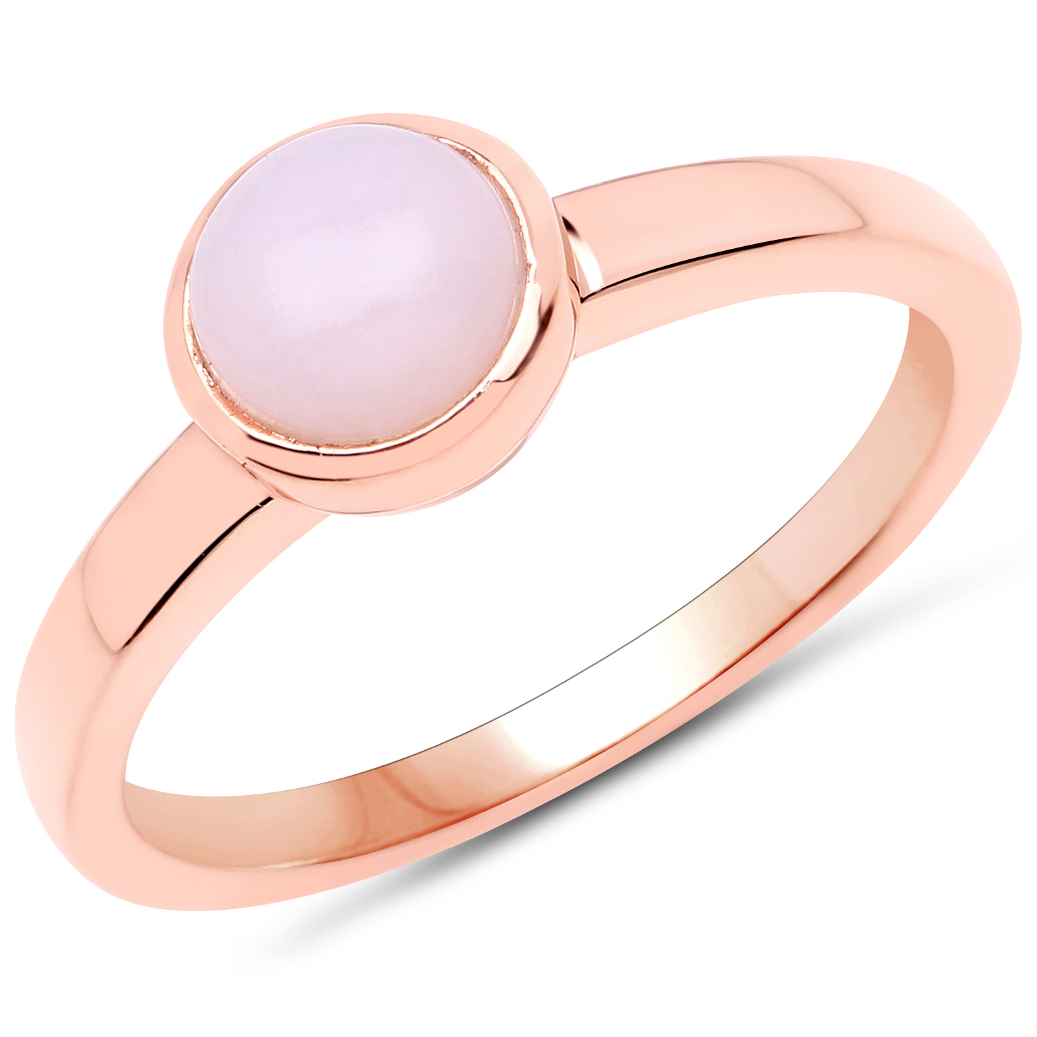 18K Rose Gold Plated 0.88 Carat Genuine Pink Opal .925 Sterling Silver Ring
