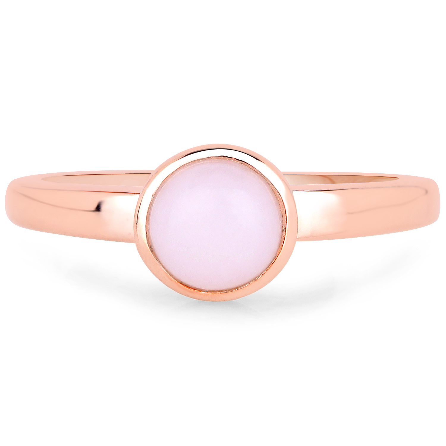 18K Rose Gold Plated 0.88 Carat Genuine Pink Opal .925 Sterling Silver Ring