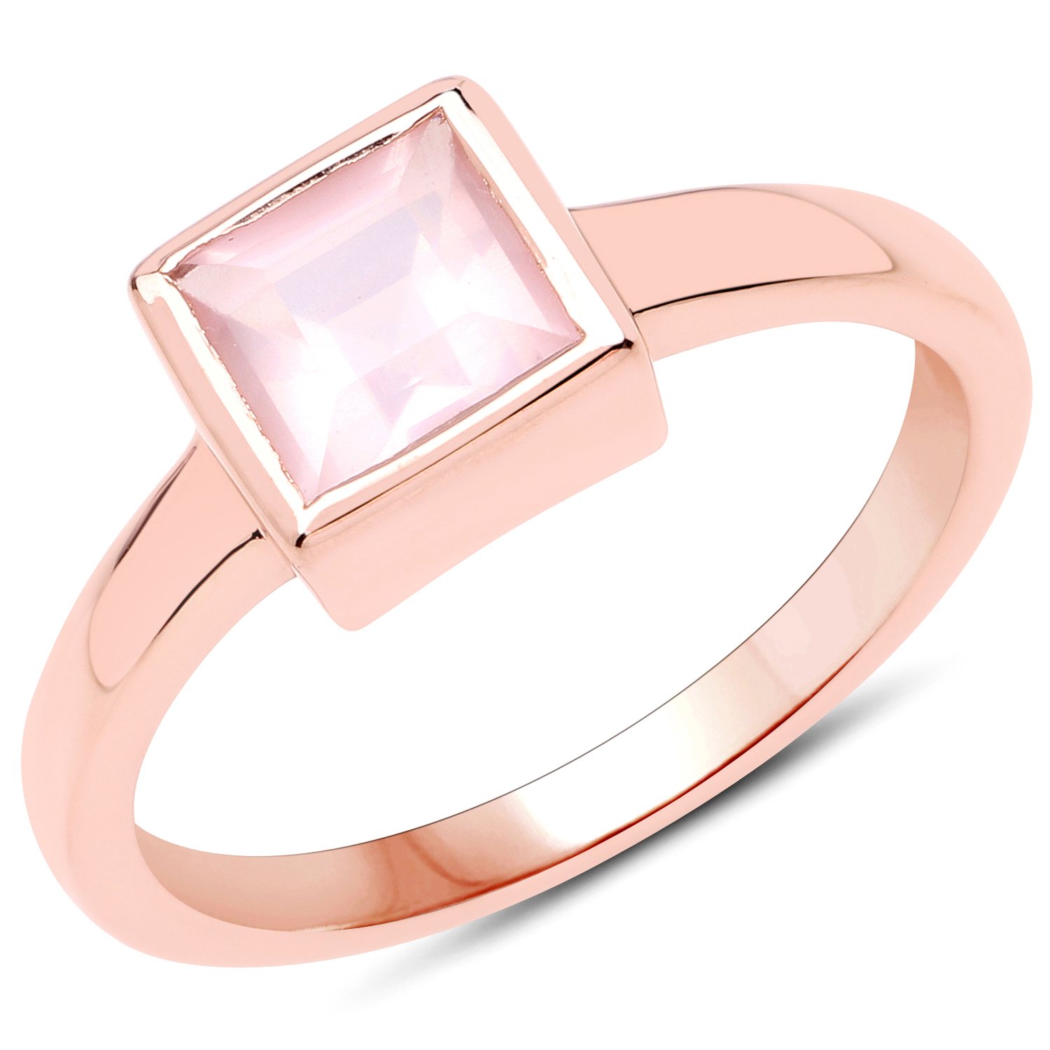 18K Rose Gold Plated 1.08 Carat Genuine Rose Quartz .925 Sterling Silver Ring