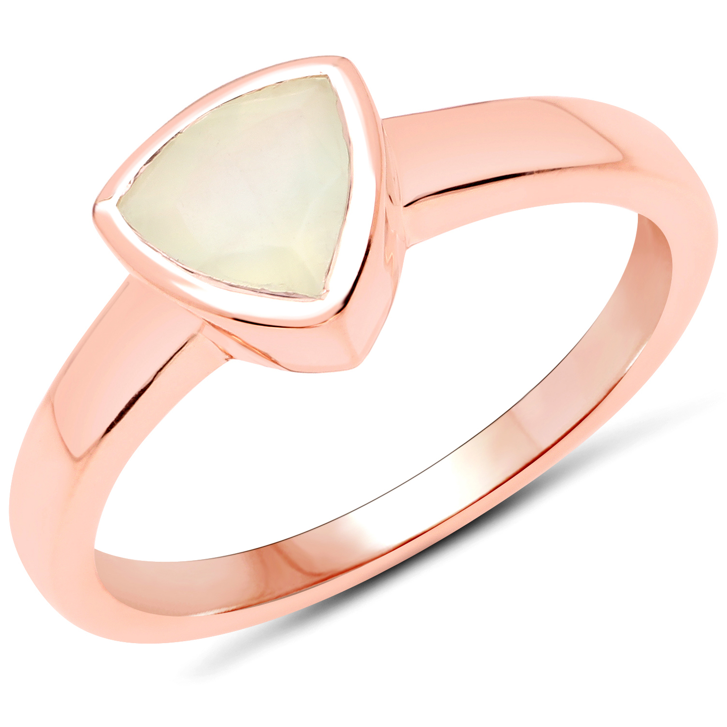 18K Rose Gold Plated 0.80 Carat Genuine Prehnite .925 Sterling Silver Ring