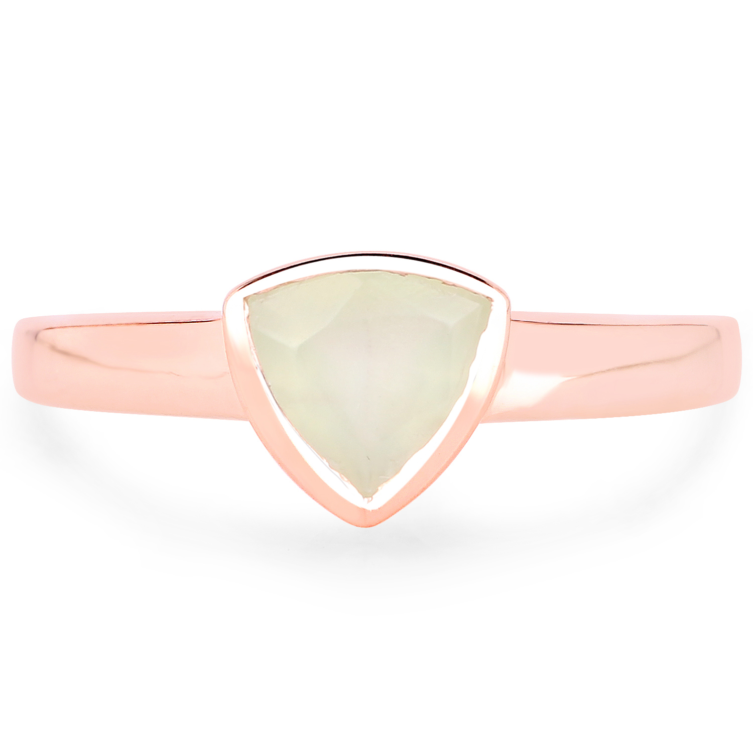 18K Rose Gold Plated 0.80 Carat Genuine Prehnite .925 Sterling Silver Ring
