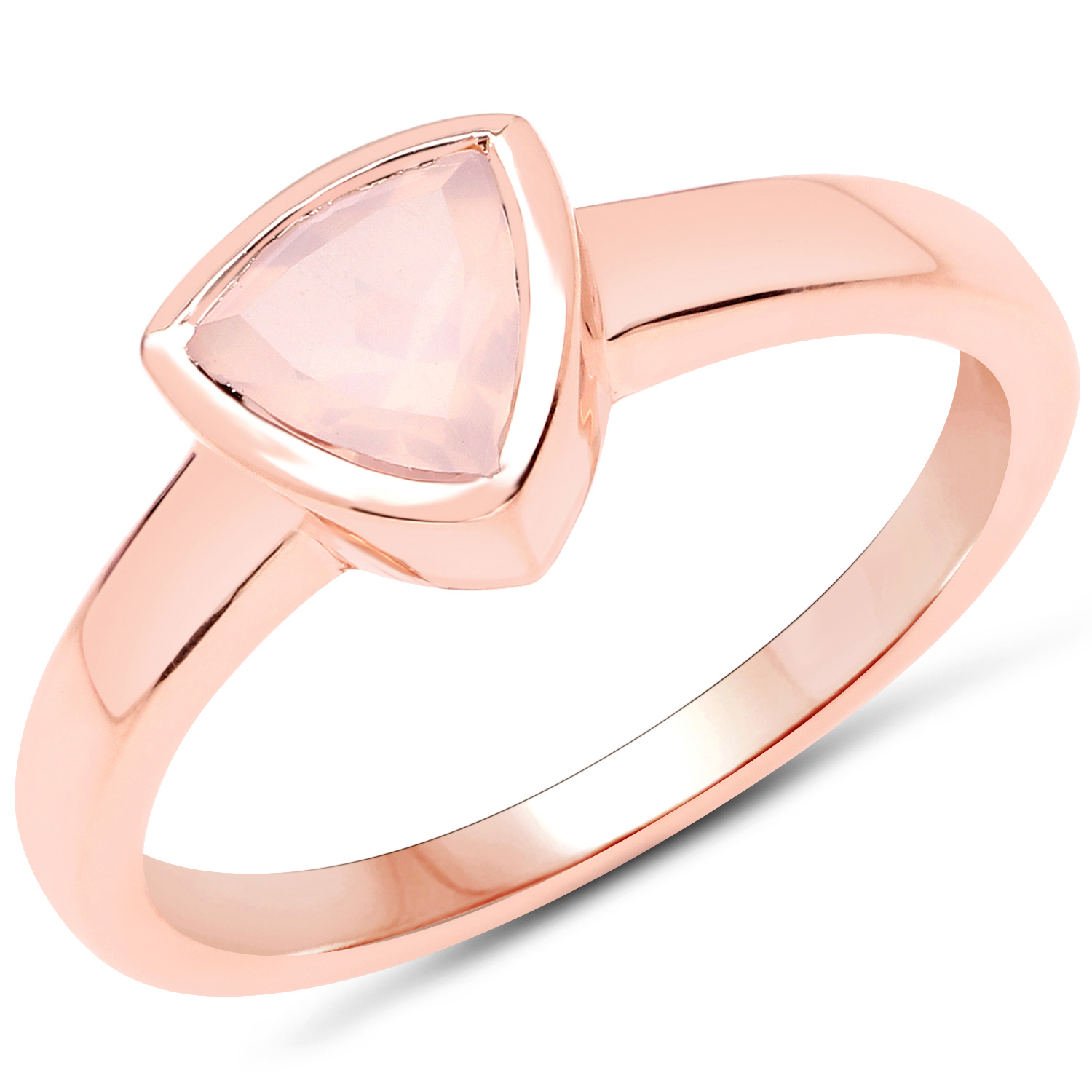18K Rose Gold Plated 0.80 Carat Genuine Rose Quartz .925 Sterling Silver Ring