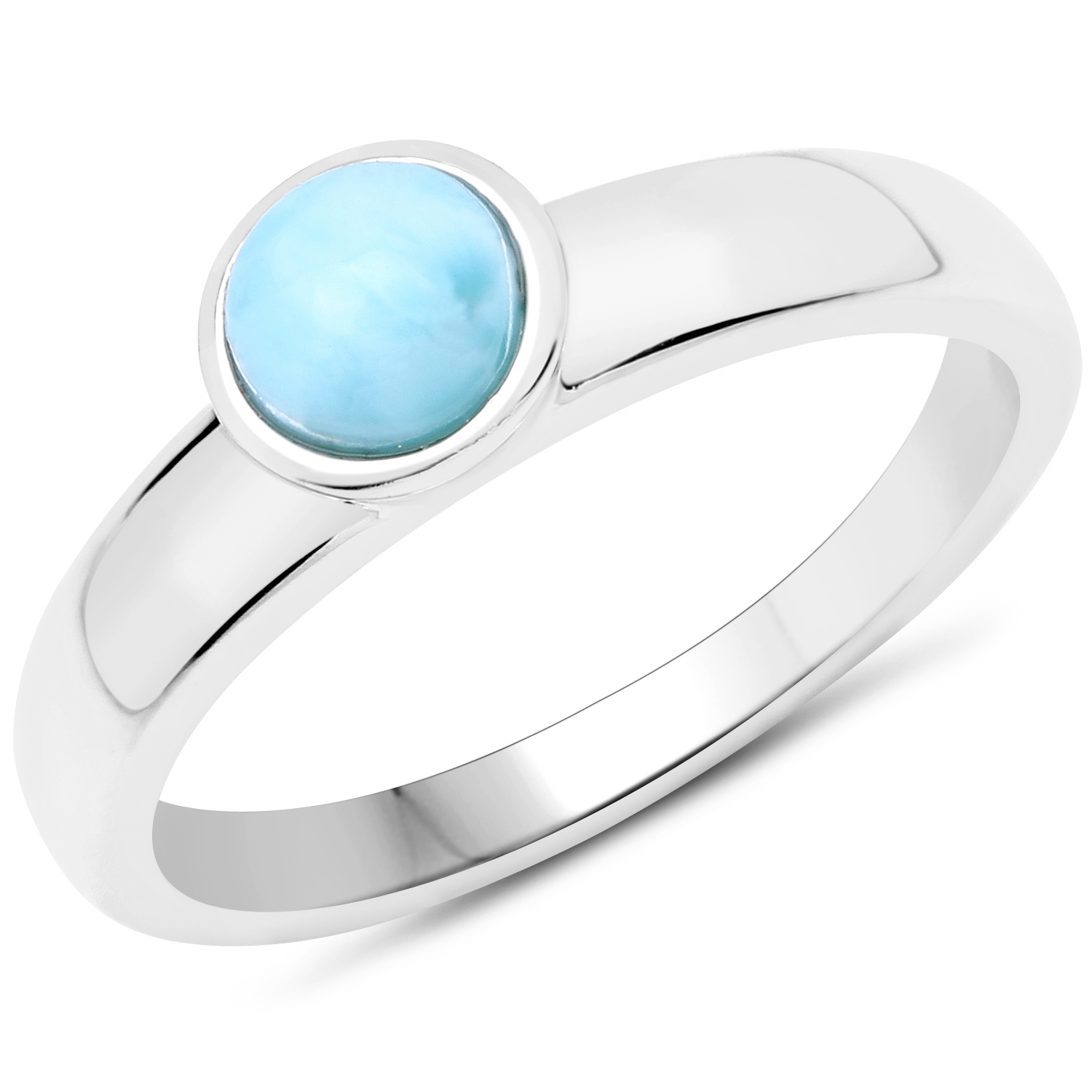 0.75 Carat Genuine Larimar .925 Sterling Silver Ring