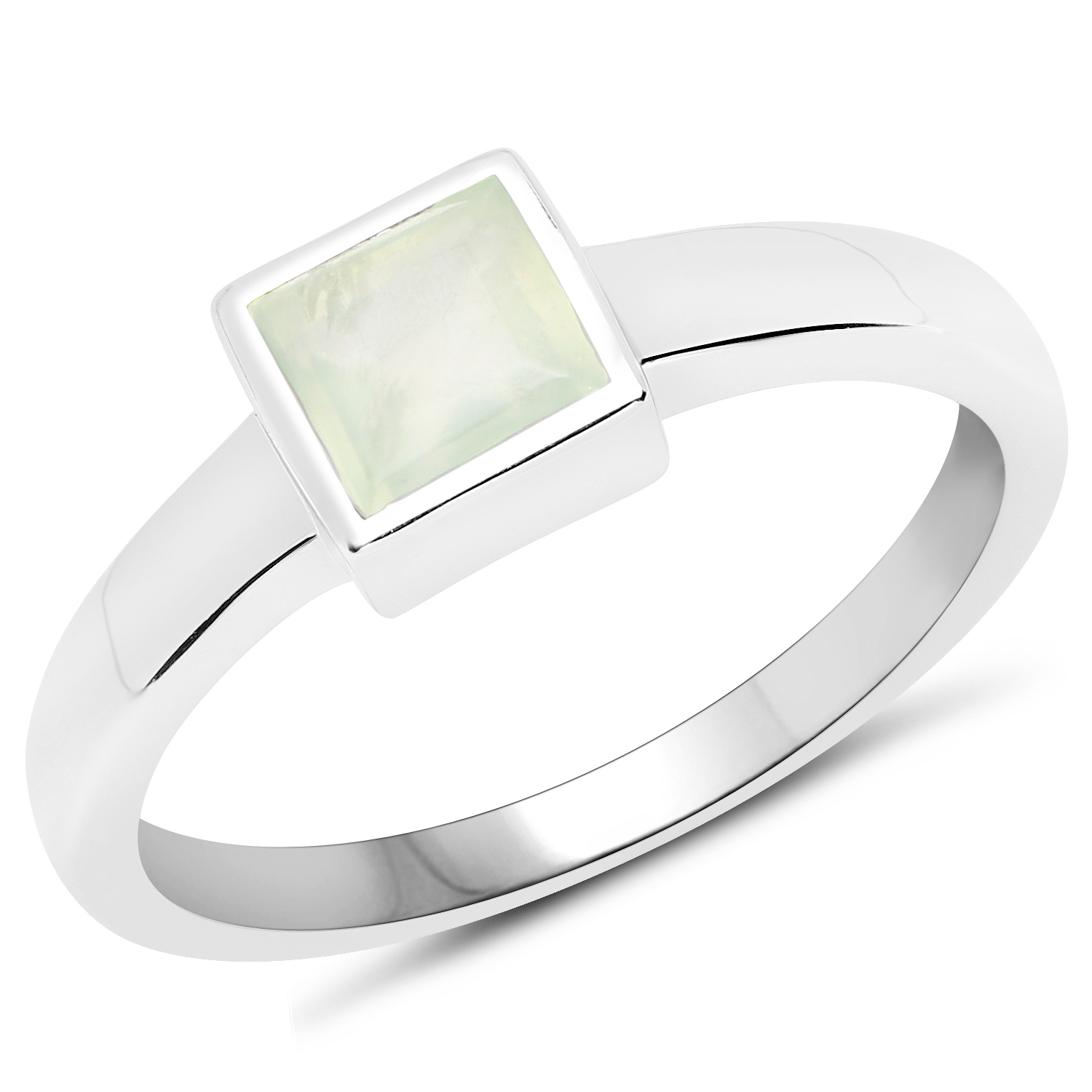 0.75 Carat Genuine Prehnite .925 Sterling Silver Ring