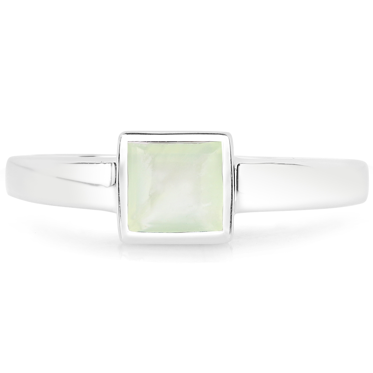 0.75 Carat Genuine Prehnite .925 Sterling Silver Ring