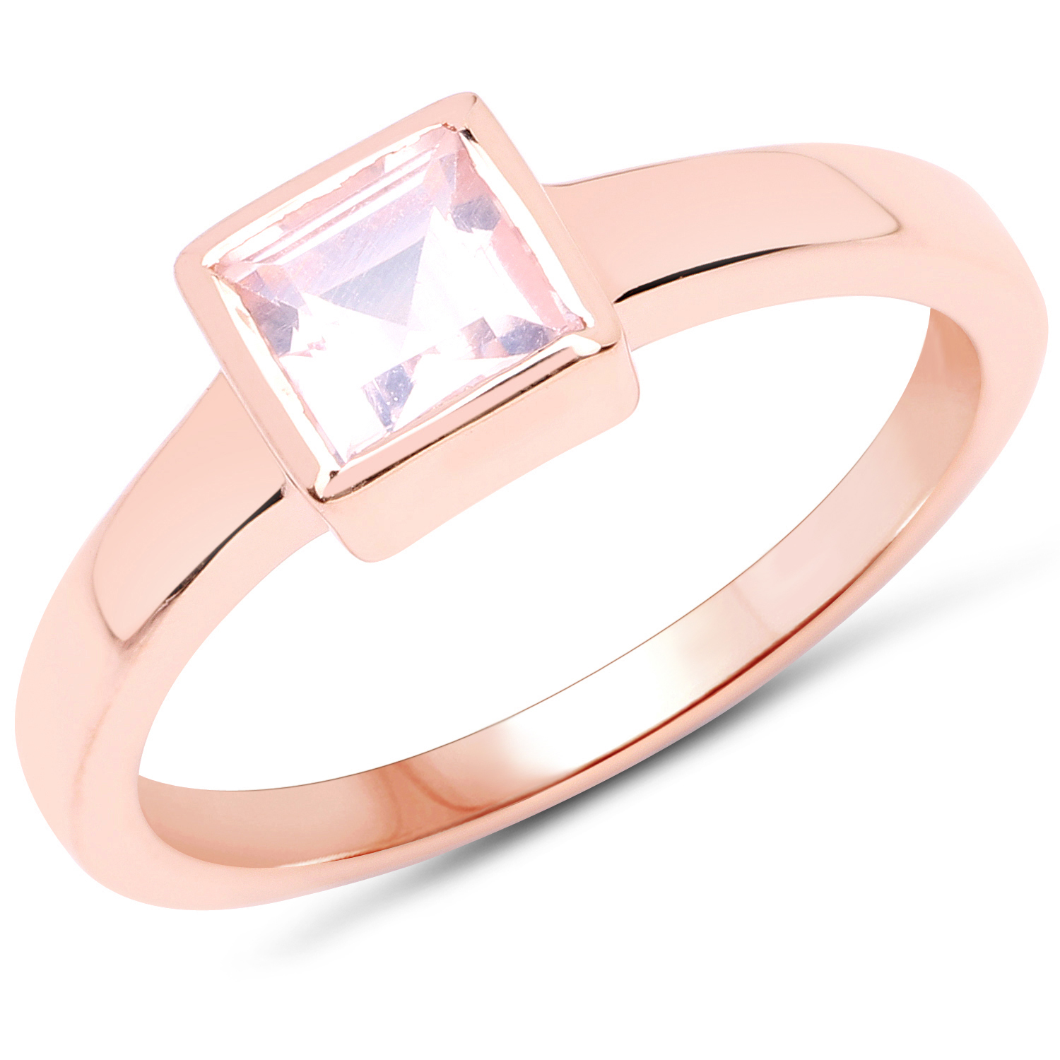18K Rose Gold Plated 0.65 Carat Genuine Rose Quartz .925 Sterling Silver Ring