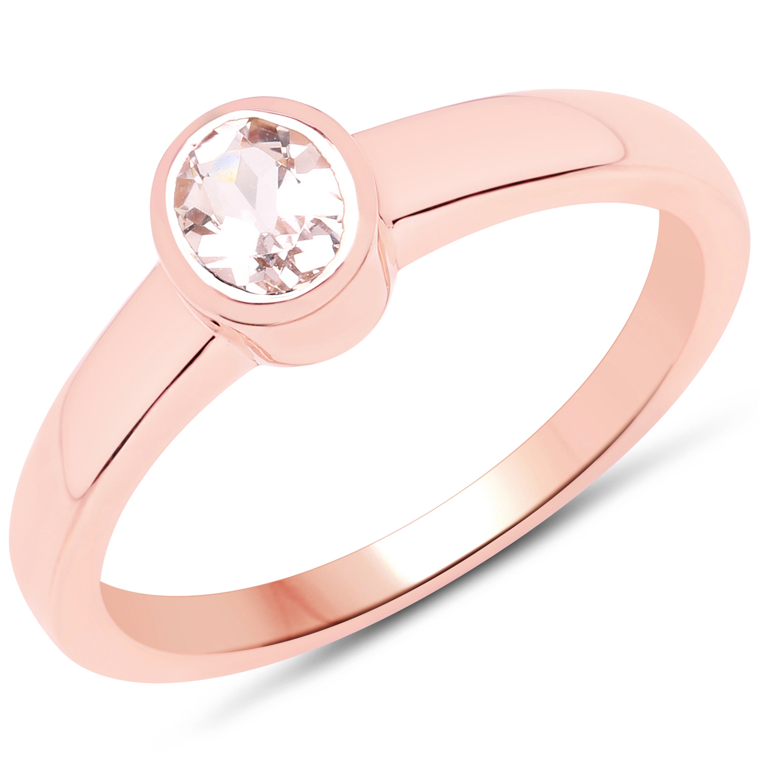 18K Rose Gold Plated 0.30 Carat Genuine Morganite .925 Sterling Silver Ring