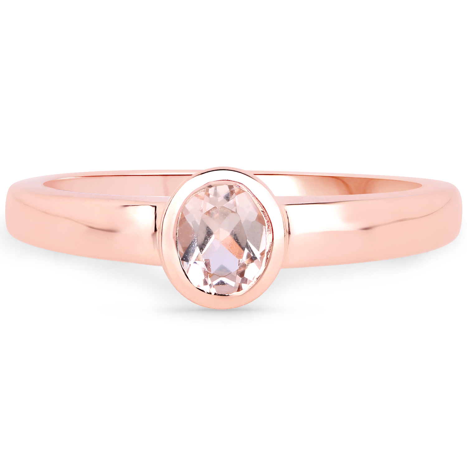 18K Rose Gold Plated 0.30 Carat Genuine Morganite .925 Sterling Silver Ring